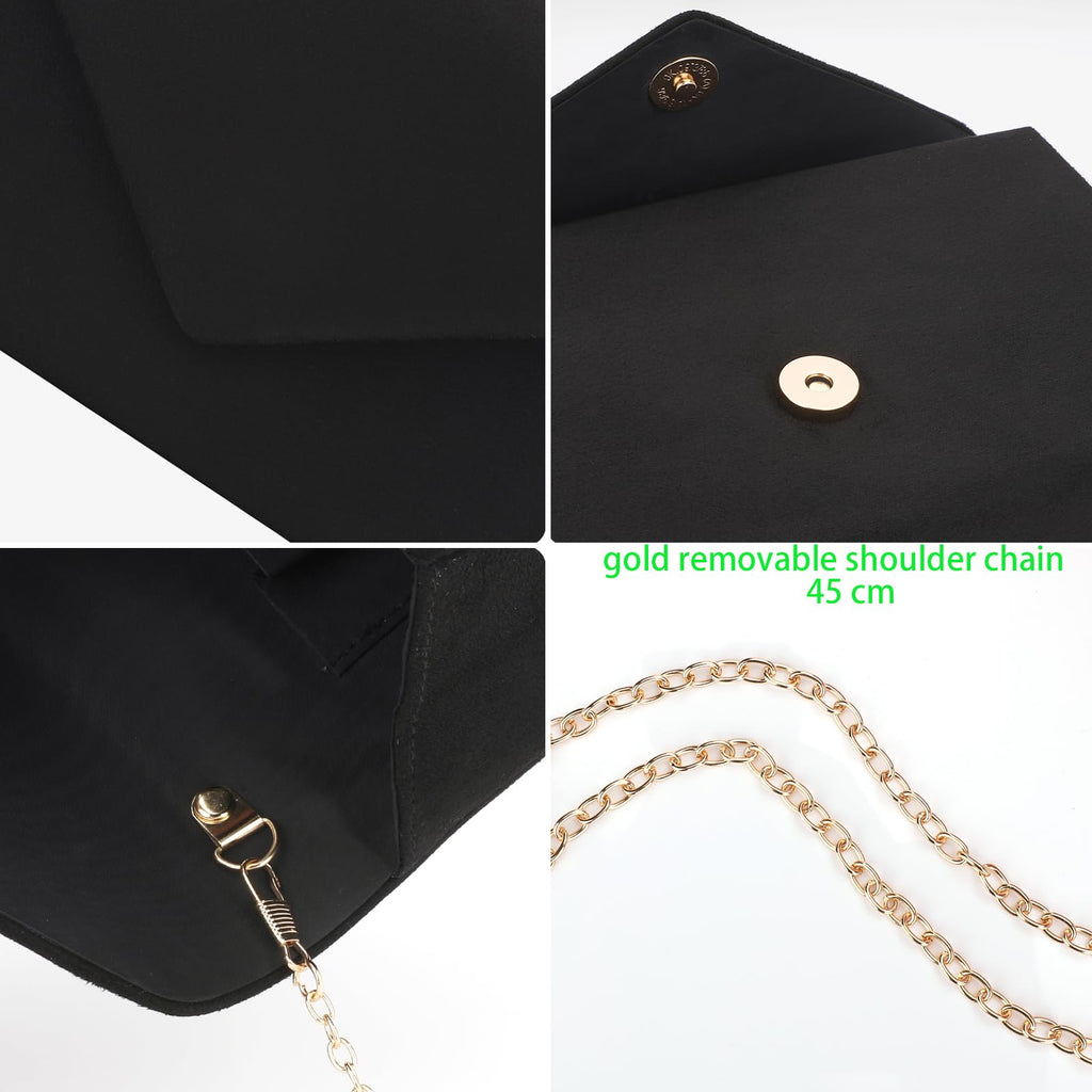 BBjinronjy Clutch Purse for Women Evening Bags Handbags for Wedding Party Cocktail Prom Faux Suede Crossbody Shoulder Bag