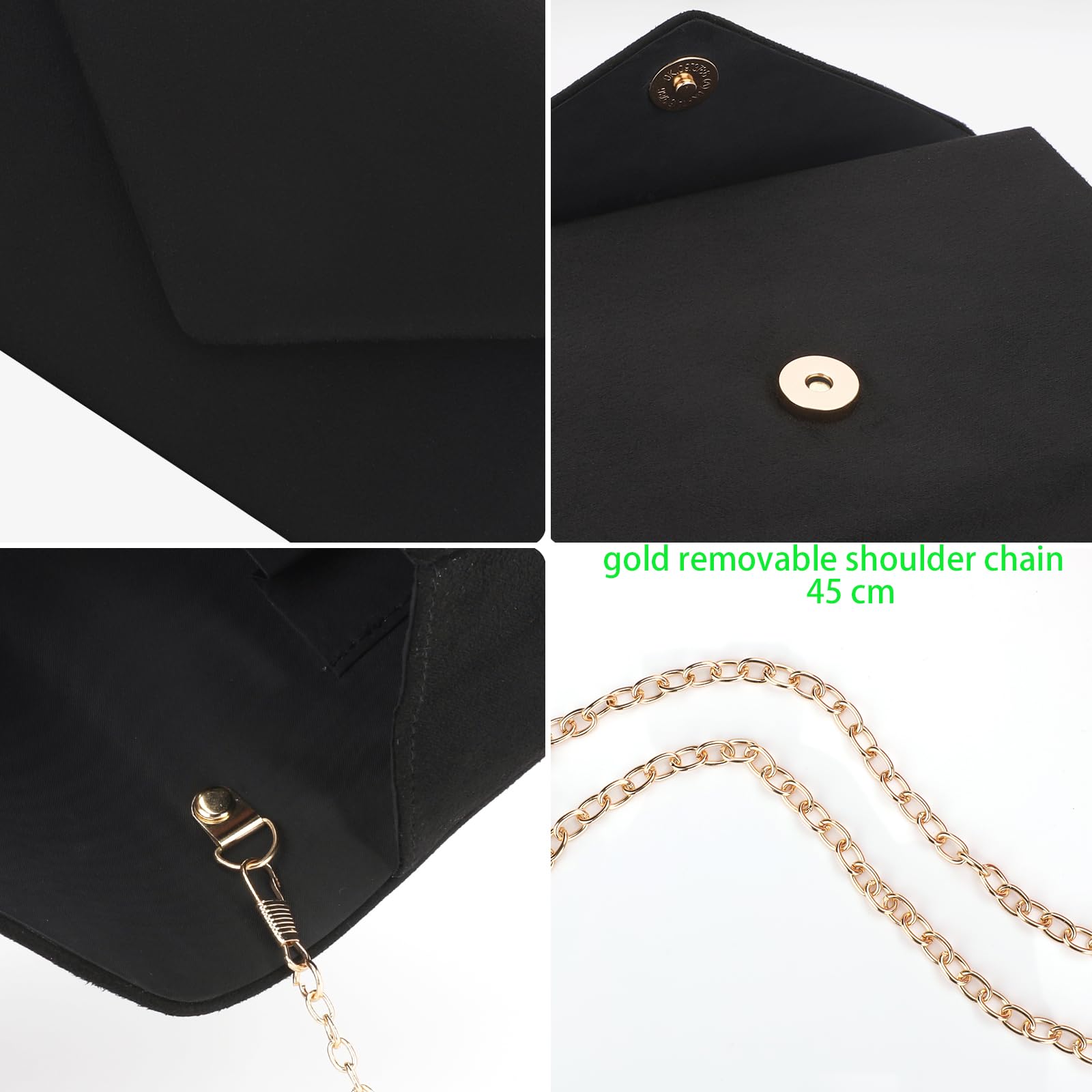 BBjinronjy Clutch Purse for Women Evening Bags Handbags for Wedding Party Cocktail Prom Faux Suede Crossbody Shoulder Bag