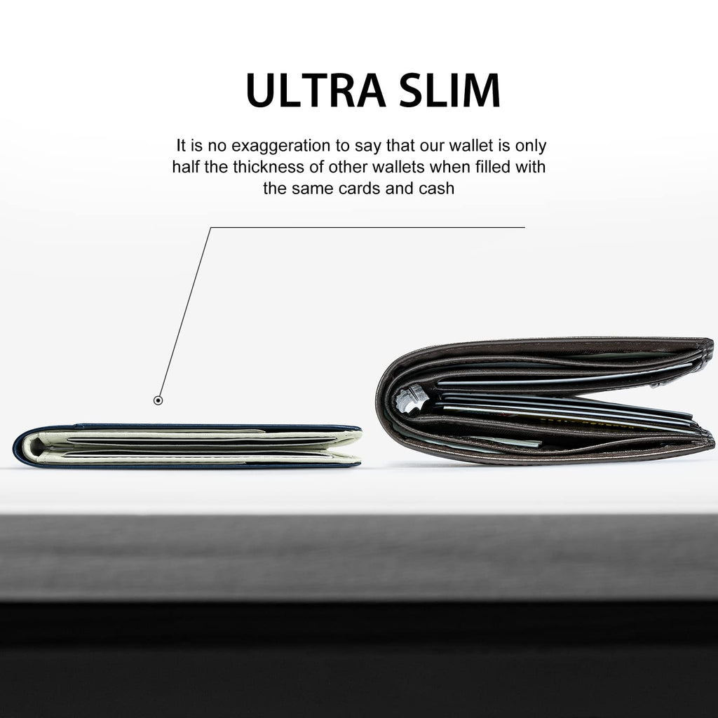 GSOIAX Slim Wallet for Men Rfid Blocking Leather Bifold Front Pocket Carbon Fiber Men's Money Clips Credit Card Holder With Gift Box