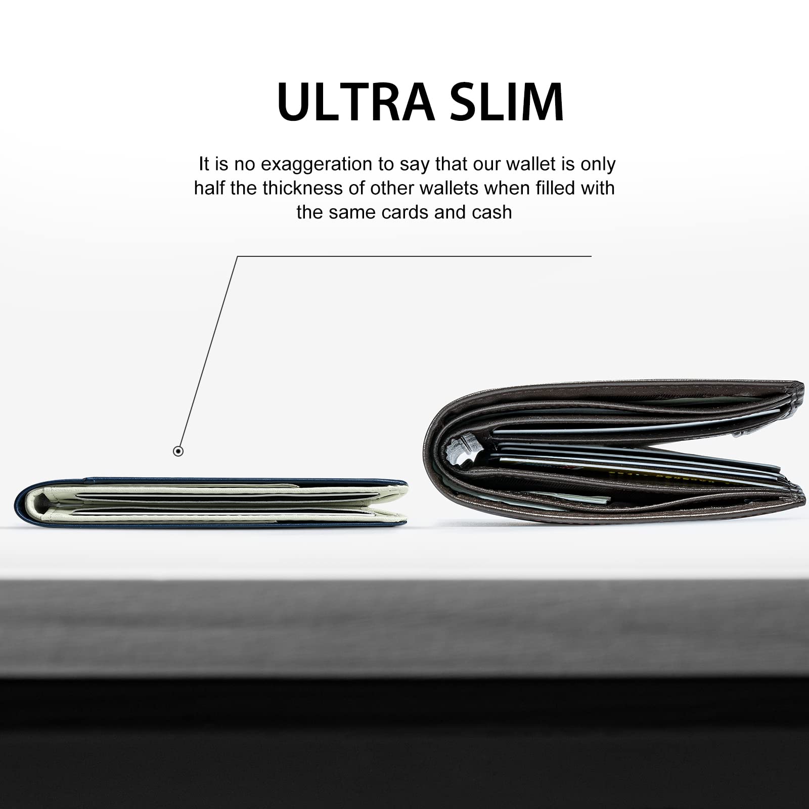 GSOIAX Slim Wallet for Men Rfid Blocking Leather Bifold Front Pocket Carbon Fiber Men's Money Clips Credit Card Holder With Gift Box