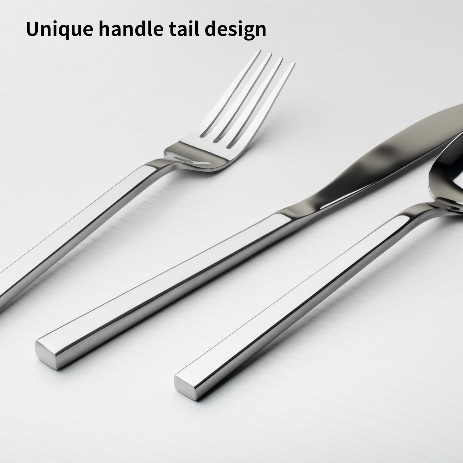 Alata Cube Black 20-Piece Forged Silverware Set Stainless Steel Flatware Set,Service for 4,Matte Satin Polished Cutlery Set,Dishwasher Safe