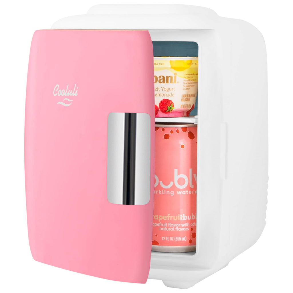 Cooluli Mini Fridge for Bedroom - Car, Office Desk & Dorm Room - Portable 4L/6 Can Electric Plug In Cooler & Warmer for Food, Drinks, Skincare Beauty & Makeup - 12v AC/DC & Exclusive USB Option, Black