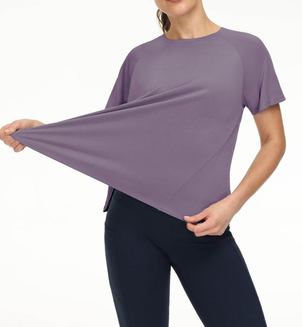 THE GYM PEOPLE Women's Short Sleeve Workout Shirts Breathable Yoga T-Shirts with Side Slits Athletic Tee Tops