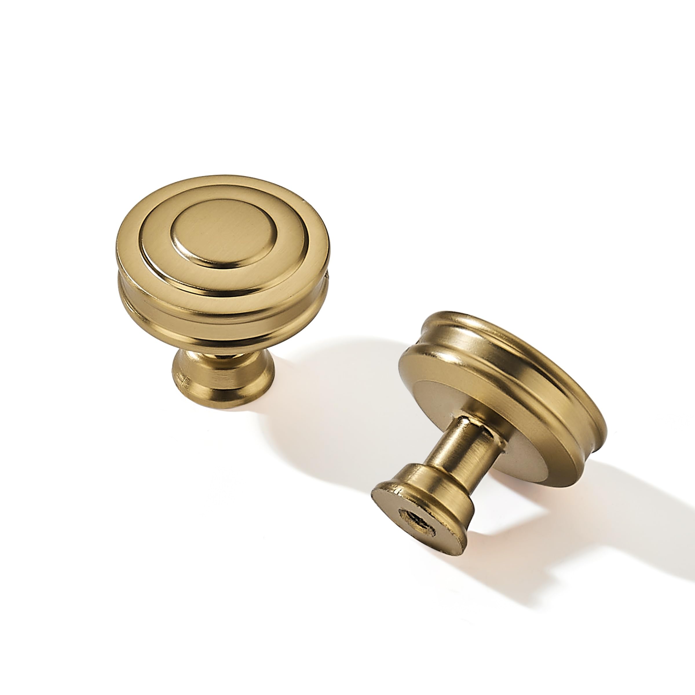 khtumeware 2 Pack 1-1/4 Inch(32mm) Antique Brass Round Cabinet Knobs Heavy Duty Soild Vintage Brass Cabinet Knobs Kitchen Antique Bronze Cabinet Hardware for Cupboard Drawer Handles