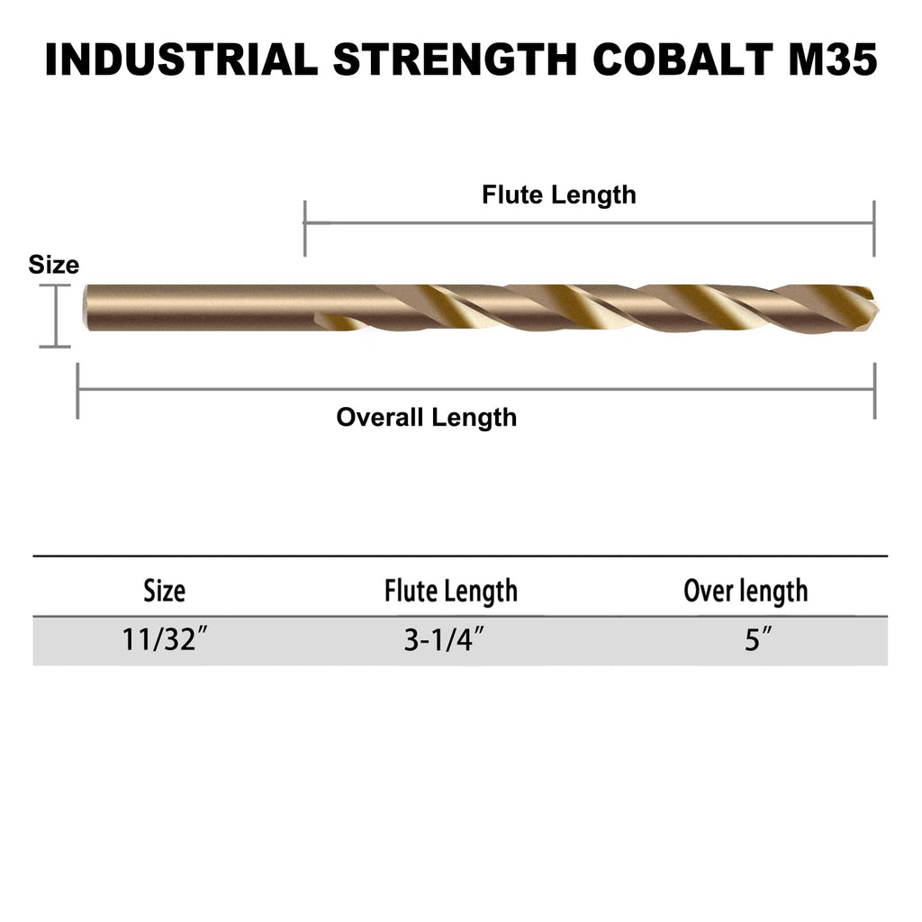 GMTOOLS 13Pcs Cobalt Drill Bits Set, M35 HSS 135 Degree Tip, Twist Jobber Length Drill Bit Kit for Hardened Metal, Cast Iron, Stainless Steel, Plastic and Wood with Storage Case 1/16"-1/4"