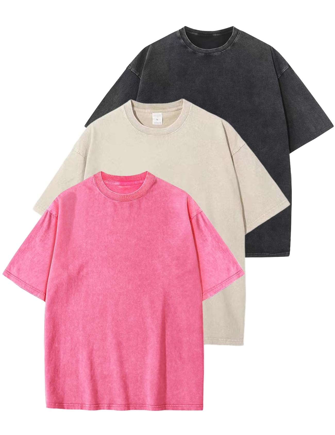 Arssm Men Oversized T Shirts Vintage Tee Loose Fit Short Sleeve Casual Streetwear Baggy Washed Unisex Tops