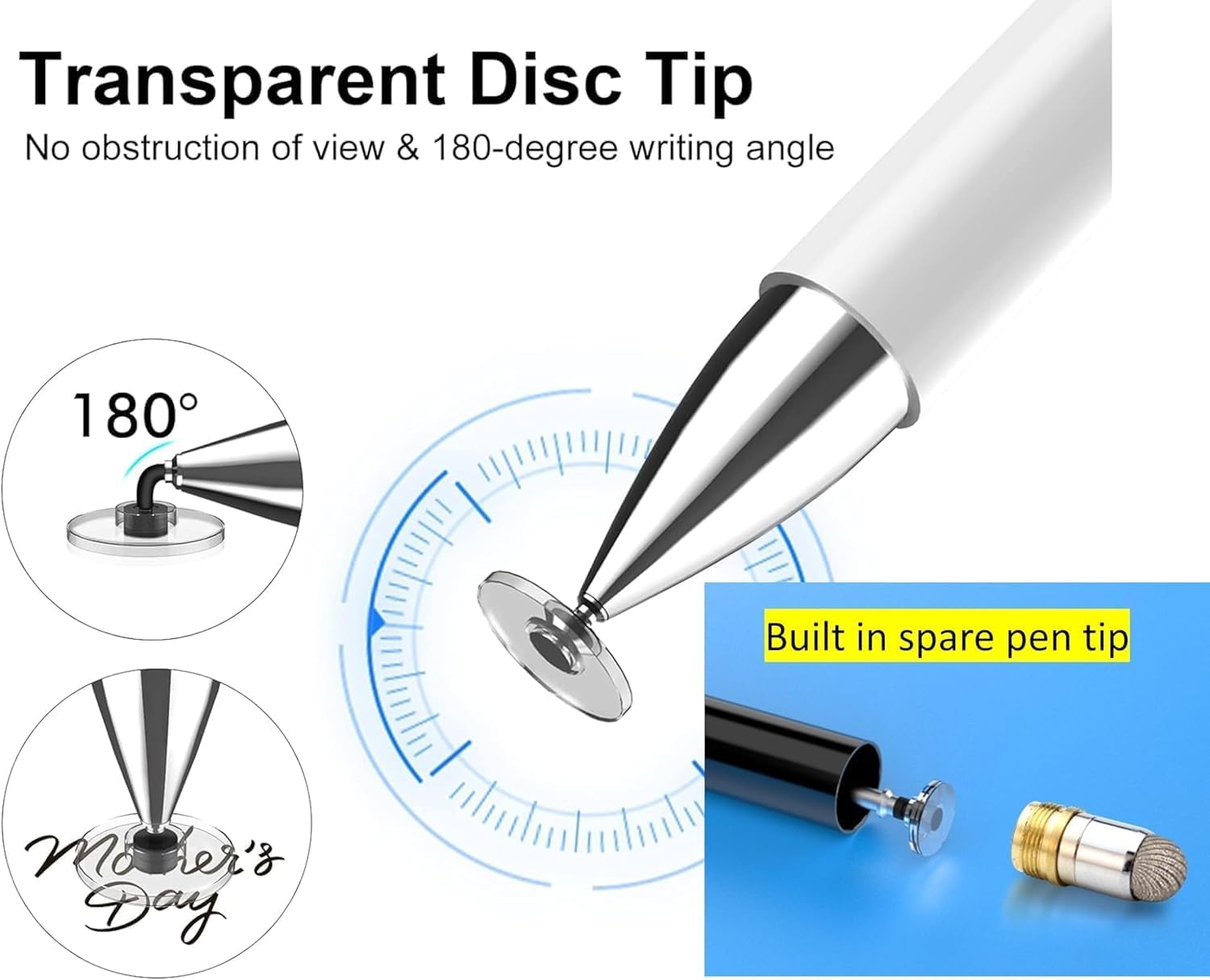 3-in-1 Stylus Pen for Samsung Galaxy Tab A11/A11+/A9+/A9/A8/A8 Plus/A7/A7 Lite, Stylus for iPad Pro/iPhone/Fire/Surface Tables Android,&iOS All Touch Devices (3 in 1 Black)