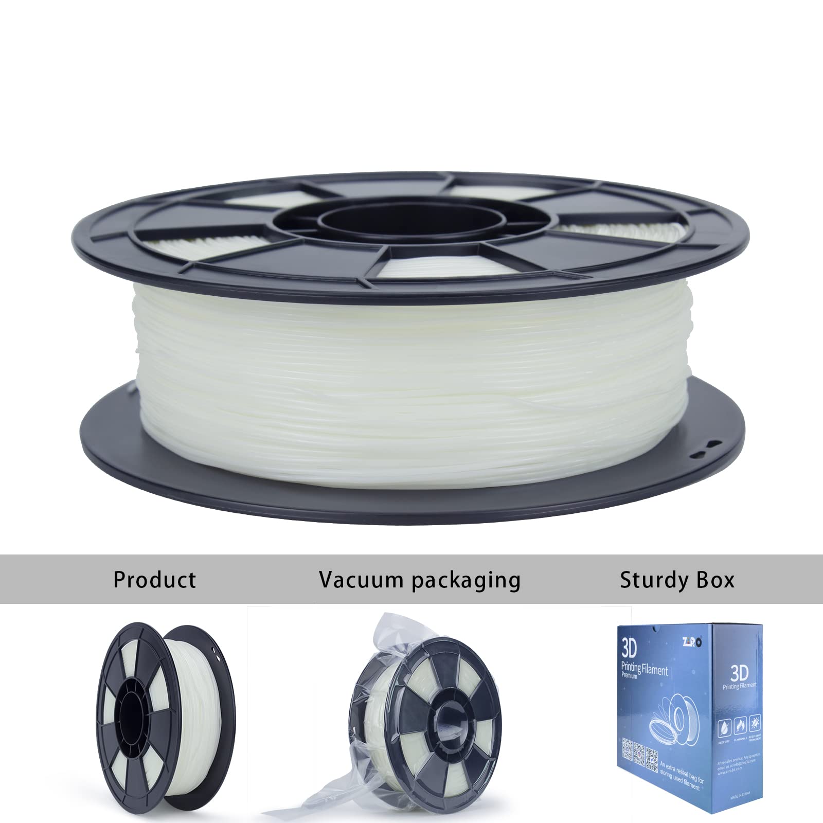 ZIRO TPU Filament 1.75mm 3D Printer Filament, Shore 95A Hardness TPU, Flexible Soft Material, 0.8KG/1.8lbs Spool, Fit Most FDM 3D Printers, Black
