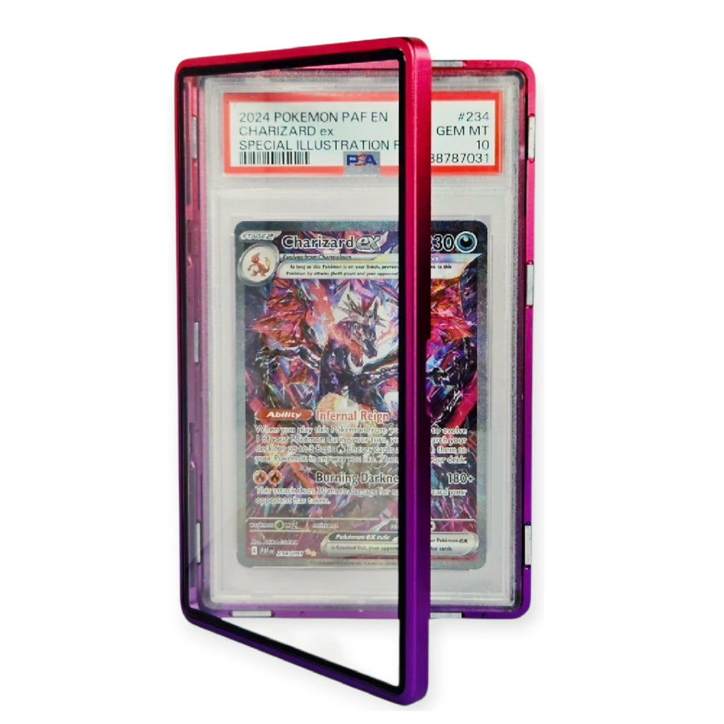 Metal PSA Slab Bumper Case UV Resistant- Safeguard Stackable Magnetic Aluminum Metal Case For Graded Cards (Black)
