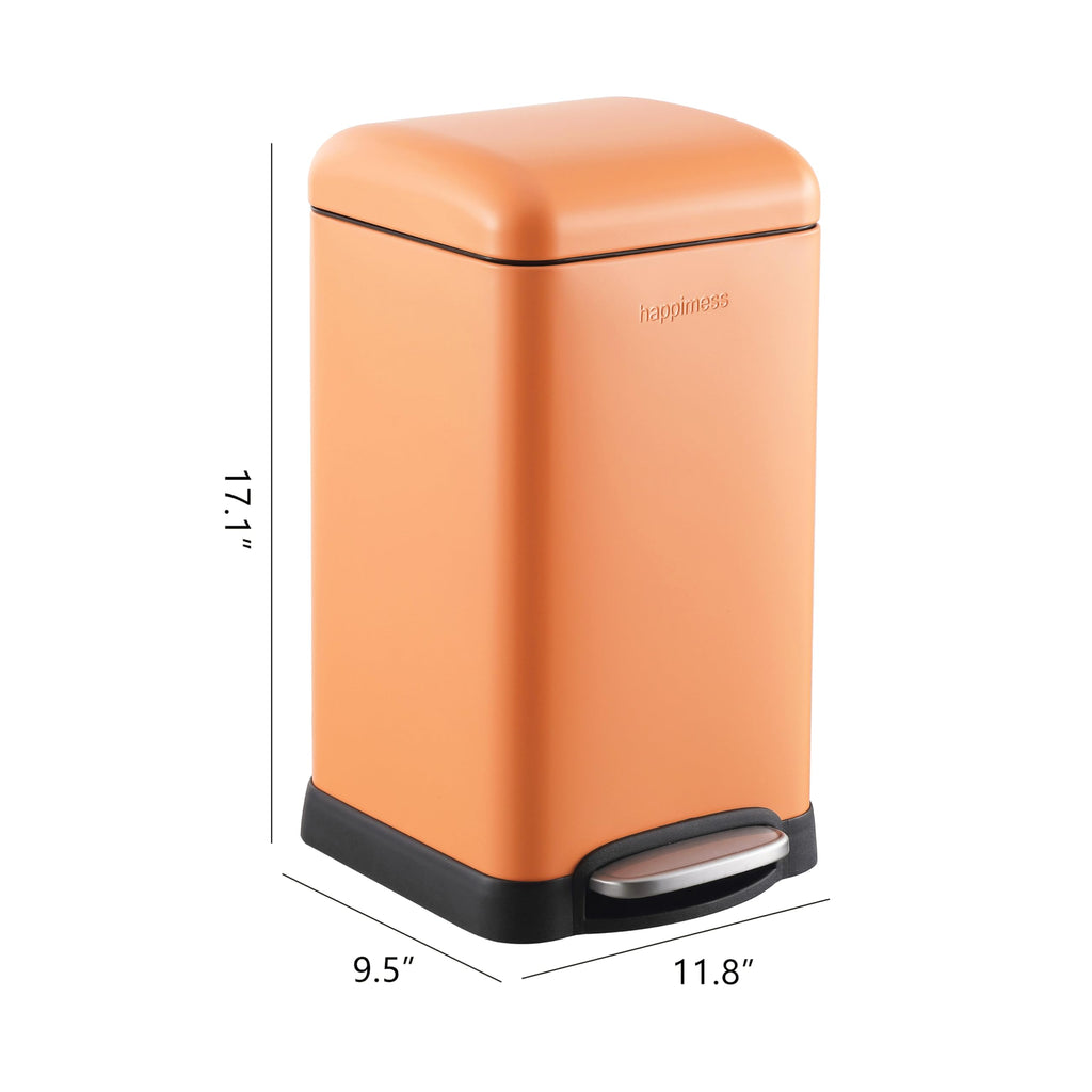 happimess HPM1012B Betty Retro Mini 3.2-Gallon Step-Open Trash Can with Soft-Close Lid, Modern, Minimalistic, Fingerprint Proof for Home, Kitchen, Laundry Room, Office, Bedroom, Bathroom, Black