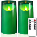 NURADA Flameless Candles with Remote Timer: 3D Wick Battery Operated Led Pillar Acrylic Fake Candle Set for Home Decoration Romantic Ambiance - Gold 2 Pack
