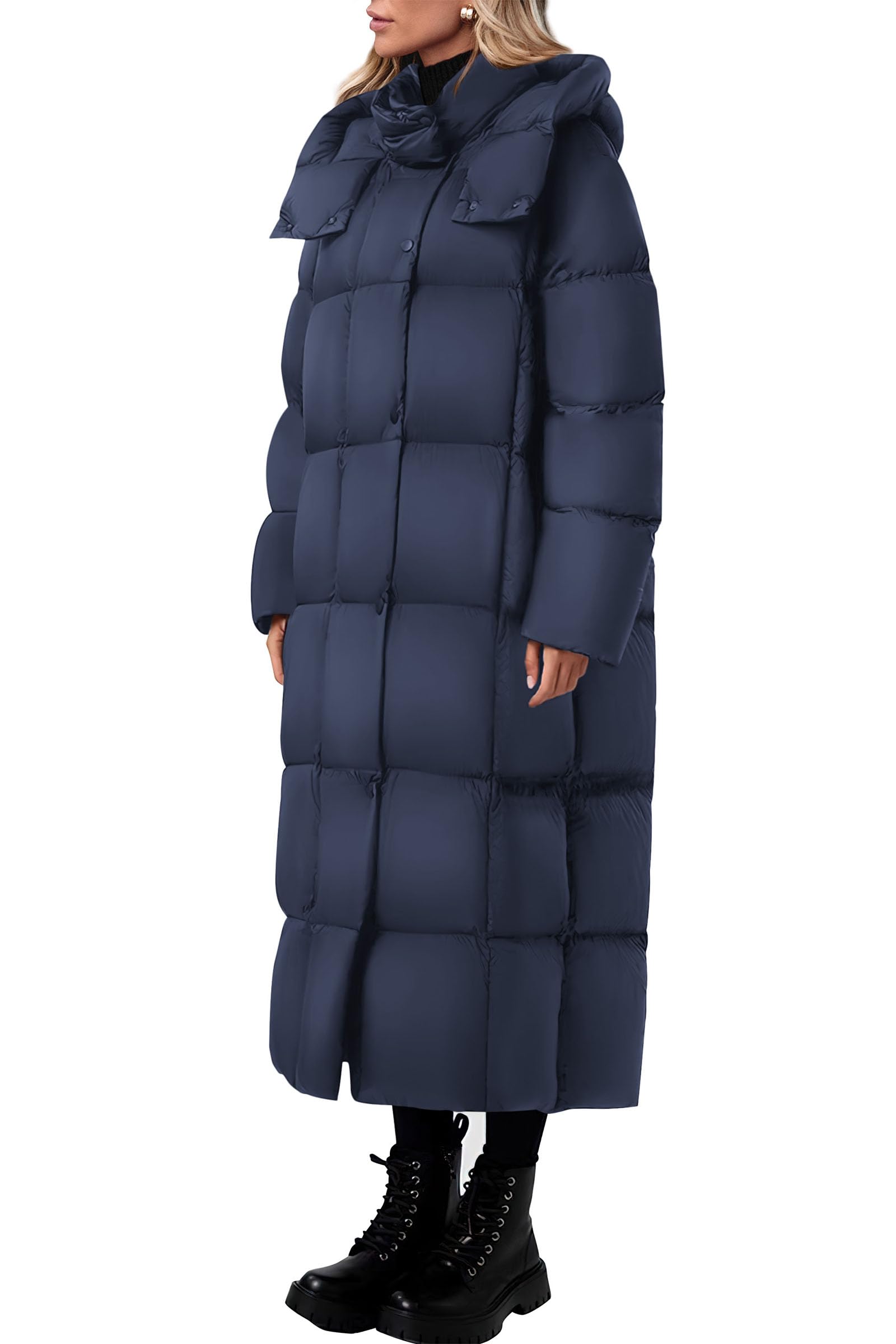 PRETTYGARDEN Women's Winter Long Puffer Coats Hooded Zip Up Casual Thickened Down Jackets Trendy Warm Clothes Outerwear