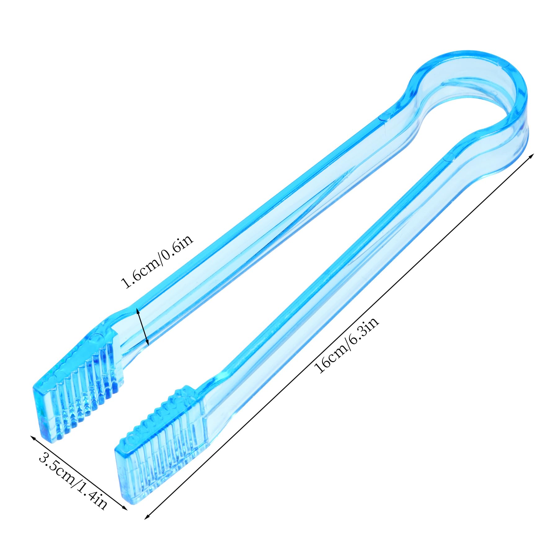 10 Pcs Plastic Buffet Serving Tongs, Clear Kitchen Tongs Mini Serving Utensil Tongs for Food Ice Salad Buffet Barbecue Cookies, 6.3 Inches
