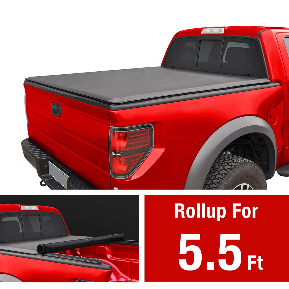 MaxMate Soft Roll-up Truck Bed Tonneau Cover Compatible with 2007-2013 Toyota Tundra | 5.5' (67") Bed | TCT169038