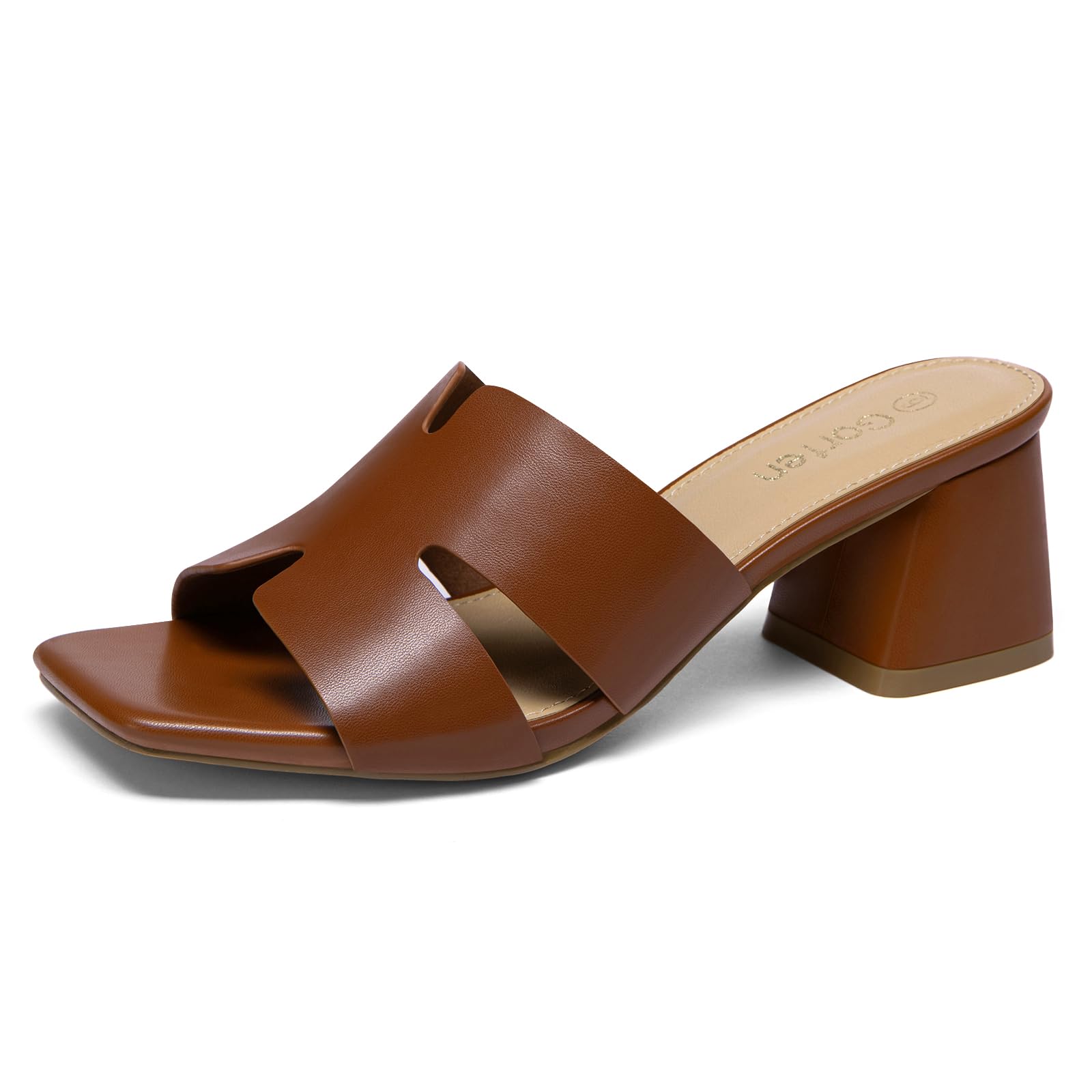 Women's Square Open Toe Sandals Low Block Chunky Heel Slip on Comfortable Casual Sandals for Daily Wear