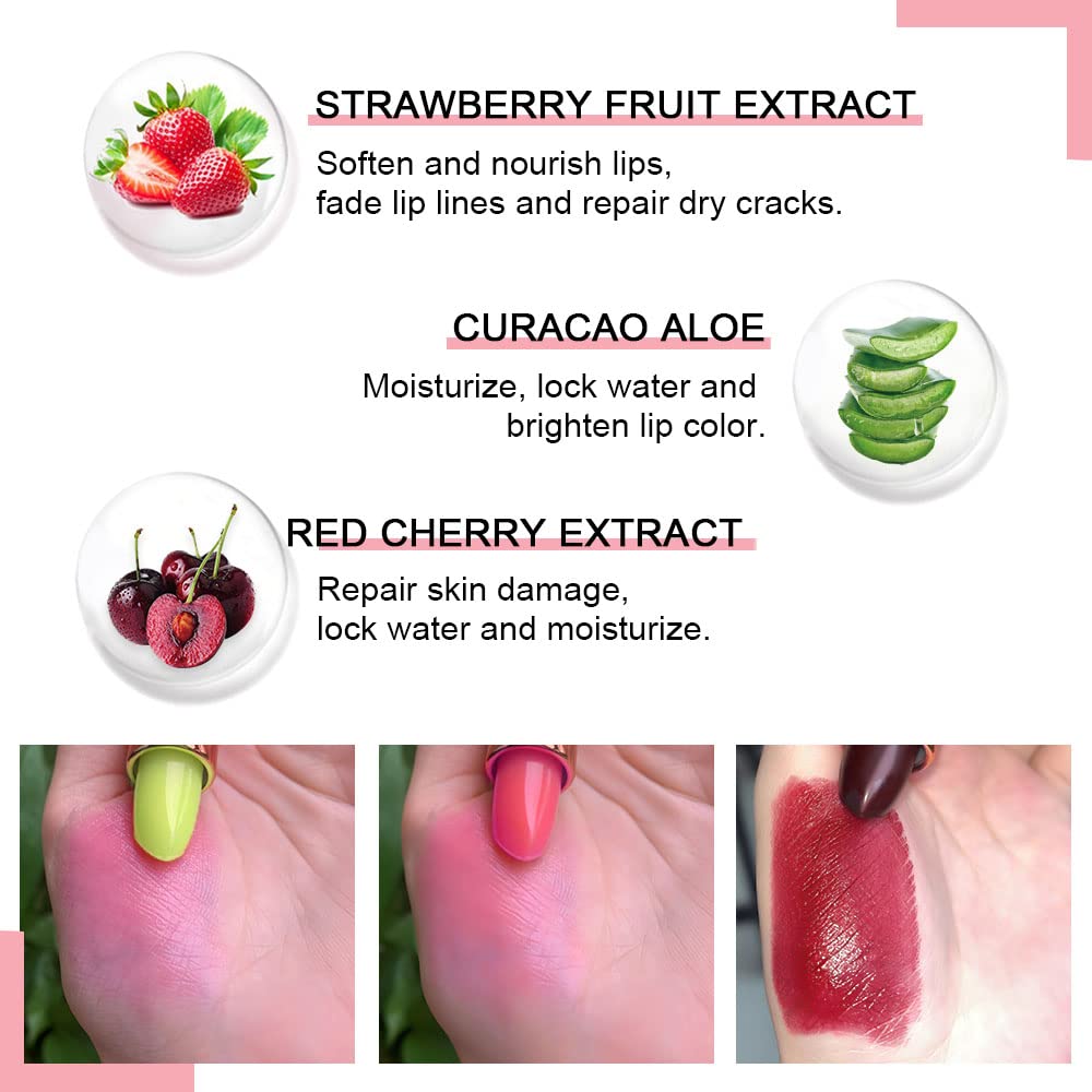 evpct 2Pcs Blueberry Tinted Lip Balms PH Lip Color Changing Lipstick Balm Stain Gift Set Queen for Women Girls Korean Mood Long Lasting Color Change Light Pink Lipstick Lip Tint Plumper Gloss