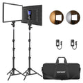 NEEWER RGB168 18.3" RGB LED Video Panel Light with App Control, Bluetooth, 2 Pack Tripod Stand Kit, 60W/360° Full Color/2500-8500K/CRI97+, Studio Photography/YouTube/Game Streaming