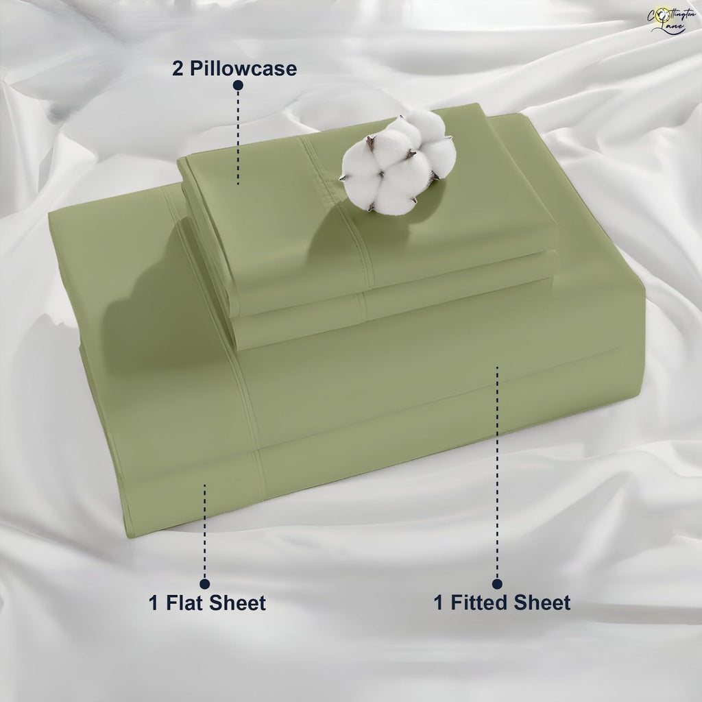 Cottington Lane Twin Size Sheet Set, 100% Egyptian Cotton Premium Hotel Quality 4 Piece Sheets Sets, High Thread Count Dark Grey Solid with 6-10" Deep Pocket