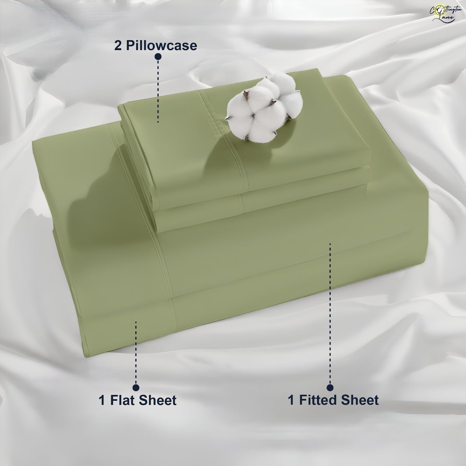 Cottington Lane Twin Size Sheet Set, 100% Egyptian Cotton Premium Hotel Quality 4 Piece Sheets Sets, High Thread Count Dark Grey Solid with 6-10" Deep Pocket