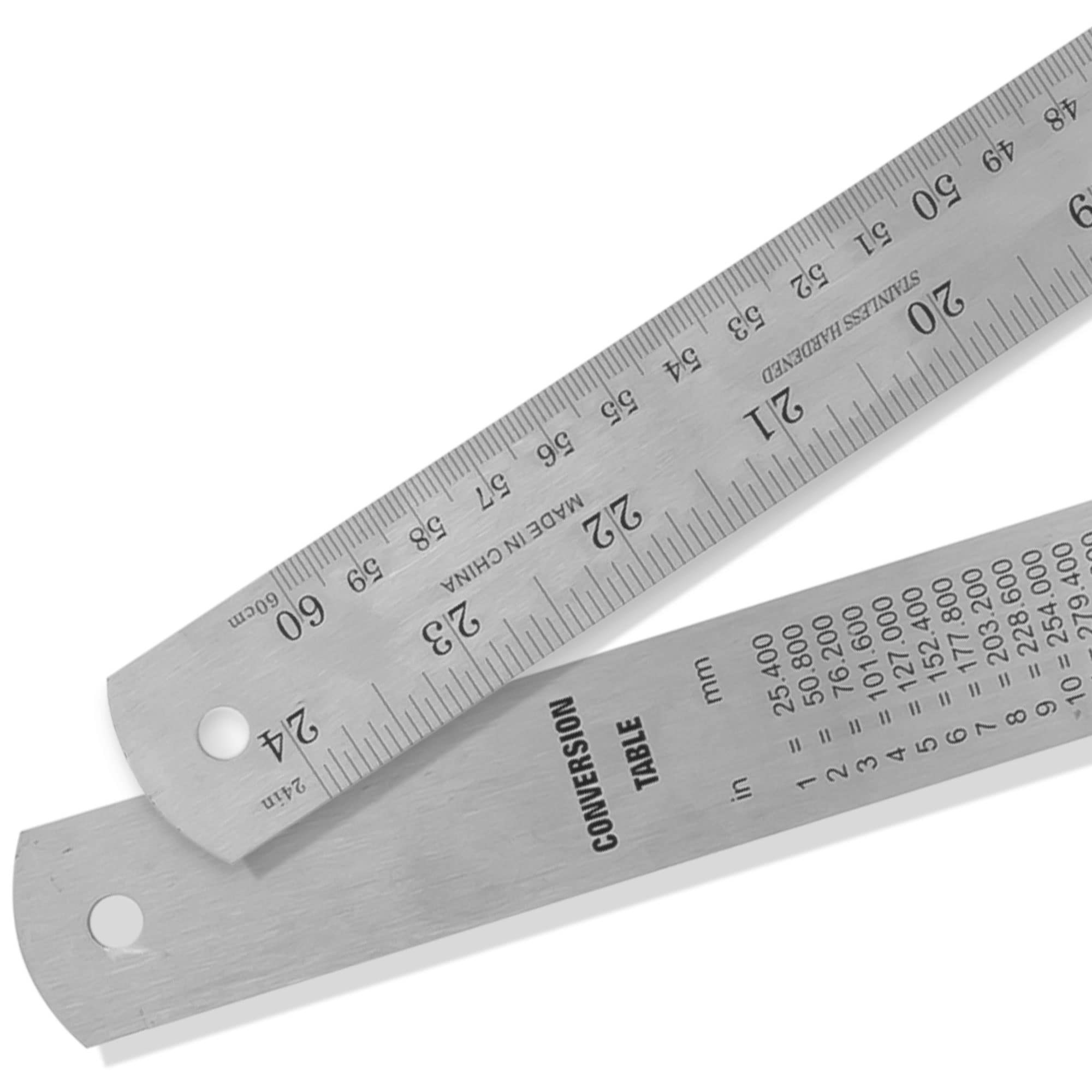 2 Pack Pacific Arc 12 Inch Stainless Steel Ruler with Inch/Metric Conversion Table