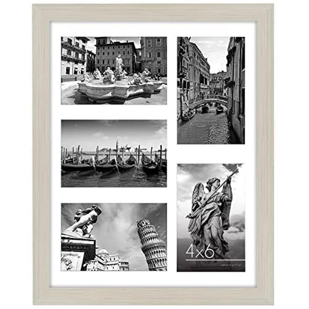 Americanflat 4x6 Double Picture Frame with Shatter-Resistant Glass - Fits Two 4x6 Photos or use as One 6x14 Frame - Signature Collection - Collage Frames for Tabletop and Wall Display - Black