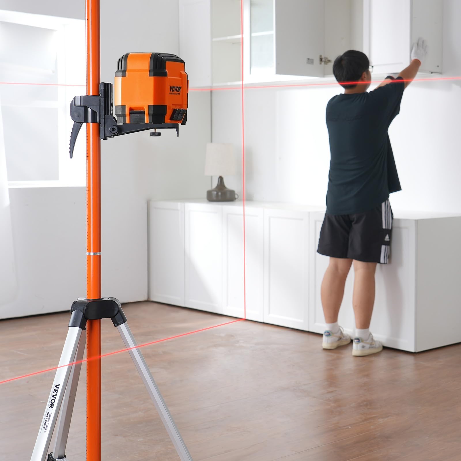 VEVOR Laser Level Tripod Stand, 5/8"-11 Thread Mount, 16.53-65.55 inch Height Adjustment Heavy Duty Survey Tripod for Construction Laser Level Scanner, Retractable Legs Non-Skid Feet Professional