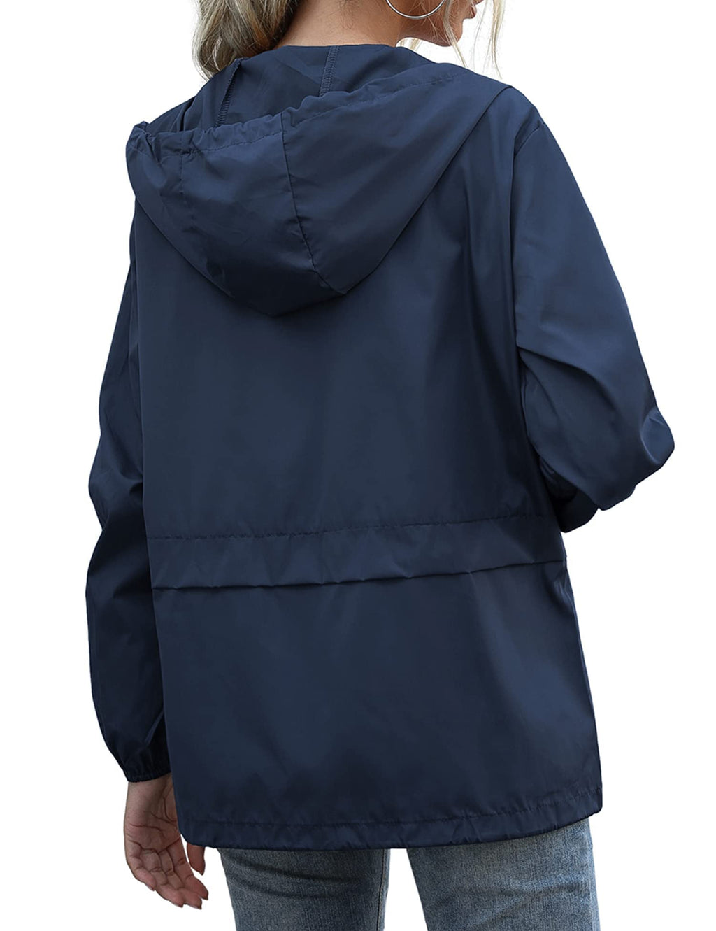 Women's Raincoats Lightweight Waterproof Windproof Adjustable Windbreaker Rain Jackets Hooded with Pockets S-XXL