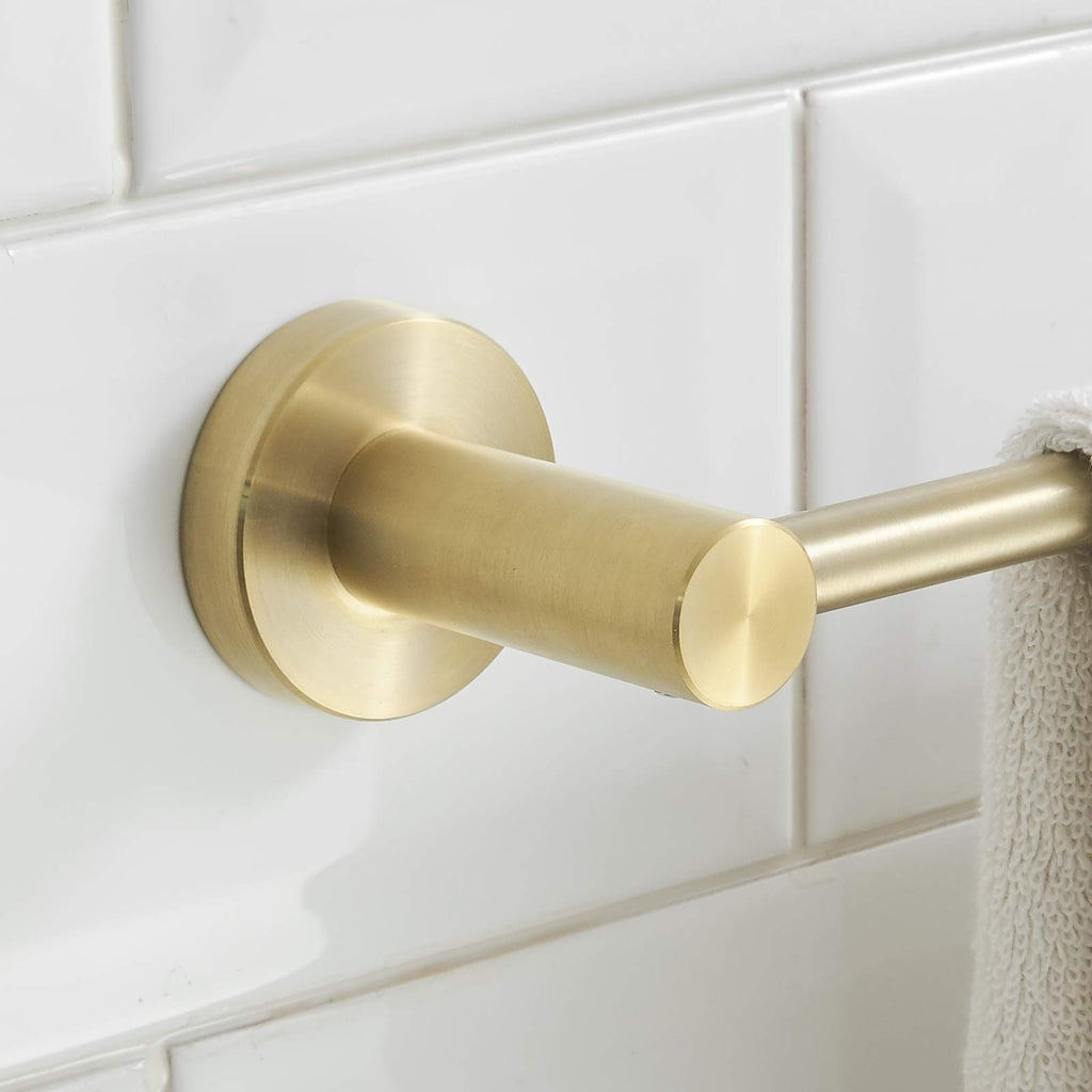 BESy Adjustable 15 to 26 Inch Single Bath Towel Bar for Bathroom SUS304 Stainless Steel Towel Holder, Wall Mount with Screws Hand Towel Bar Rod Hotel Style, Brushed Gold