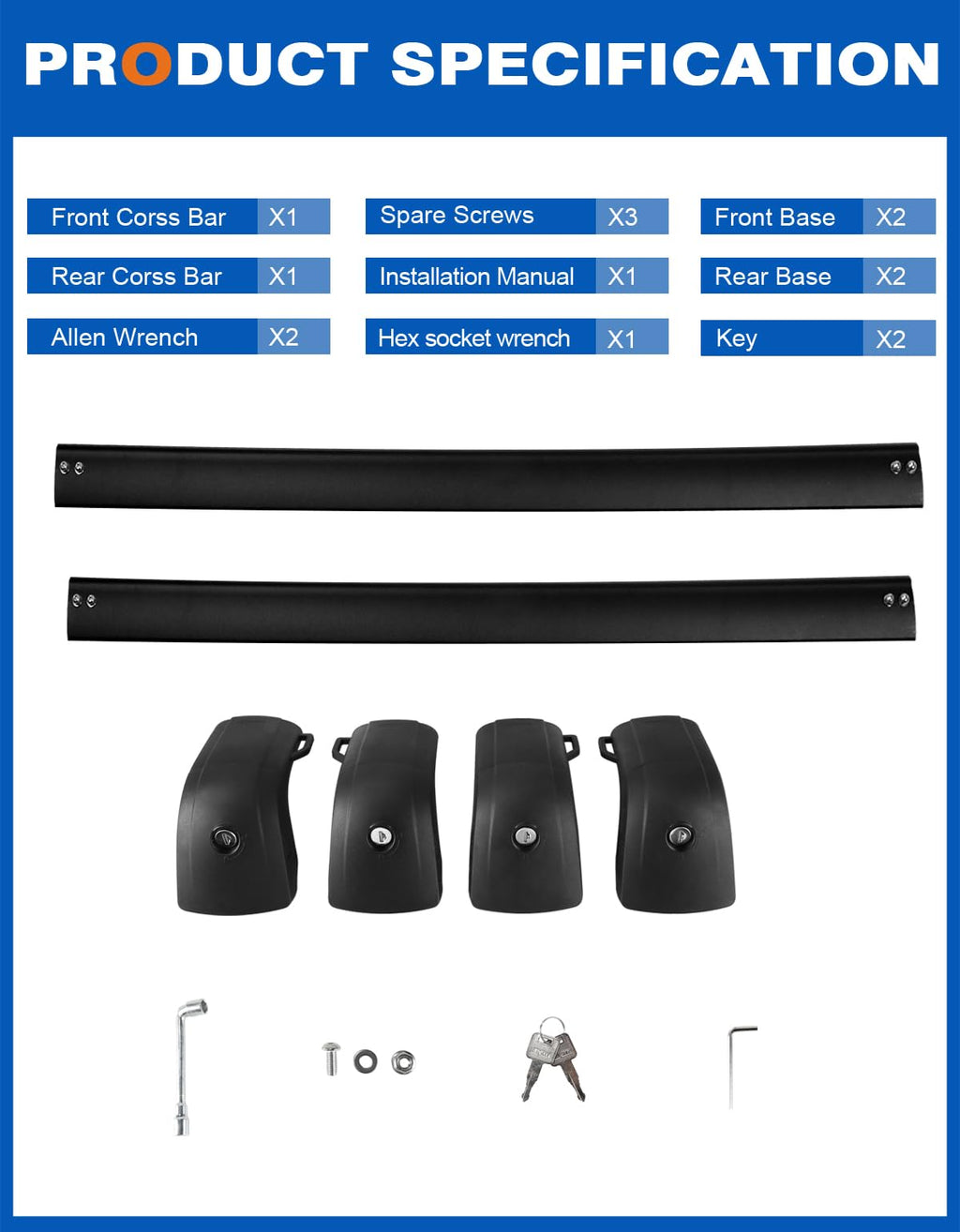 Wonderdriver 300lbs Roof Rack Cross Bars Compatible with Audi Q3 2012-2018, Heavy Duty Aluminum Lockable Roof Rails Crossbars Black Rooftop Cargo Carrier Luggage