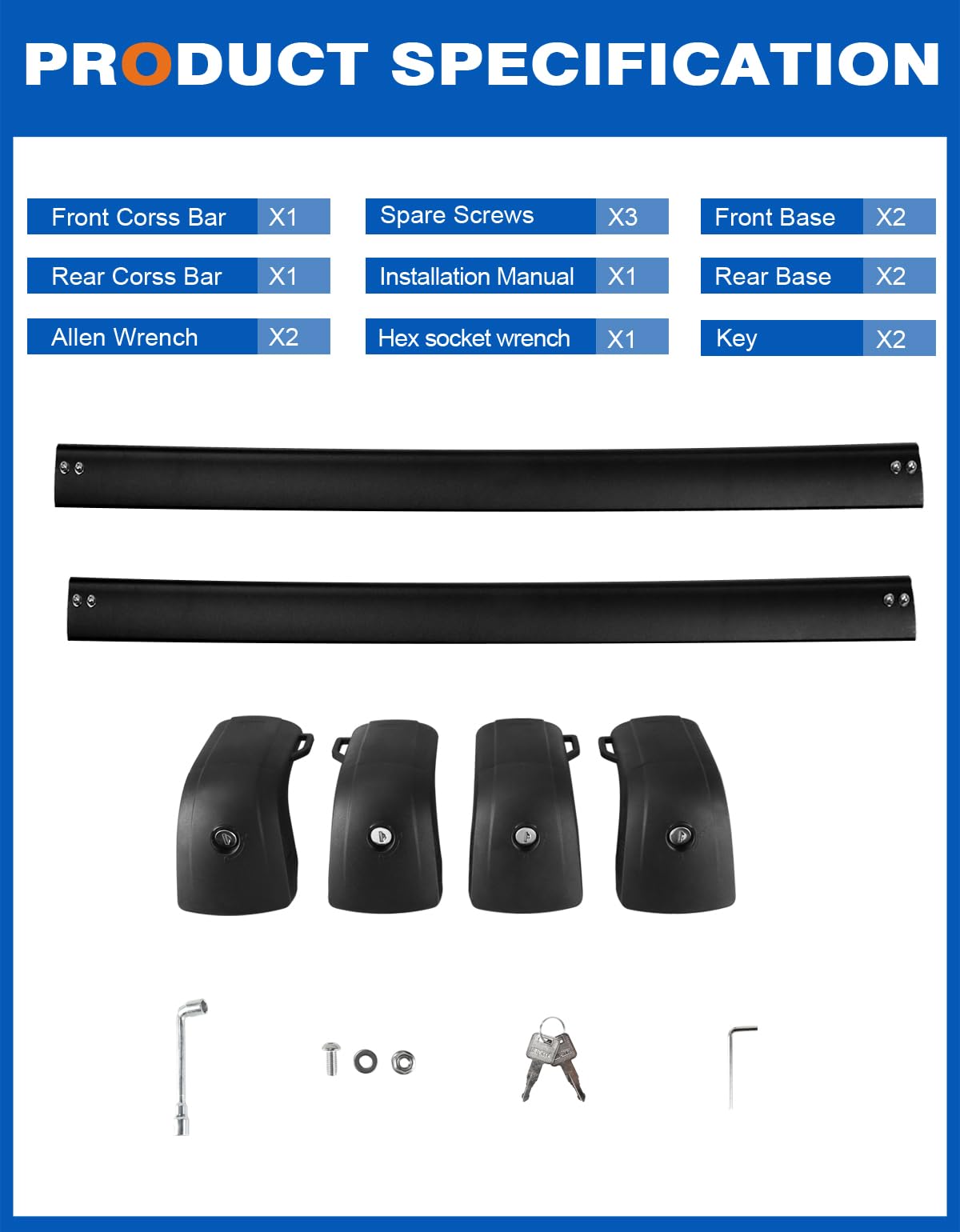 Wonderdriver 300lbs Roof Rack Cross Bars Compatible with Audi Q3 2012-2018, Heavy Duty Aluminum Lockable Roof Rails Crossbars Black Rooftop Cargo Carrier Luggage