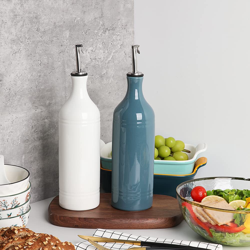 Sweejar Ceramic Olive Oil Dispenser Bottle, Opaque Oil Cruet Protects to Reduce Oxidation, Suitable for Storage Vinegar, Coffee Syrups & Other Liquids, Pack of 1, 15.5 Fl Oz(Beige)