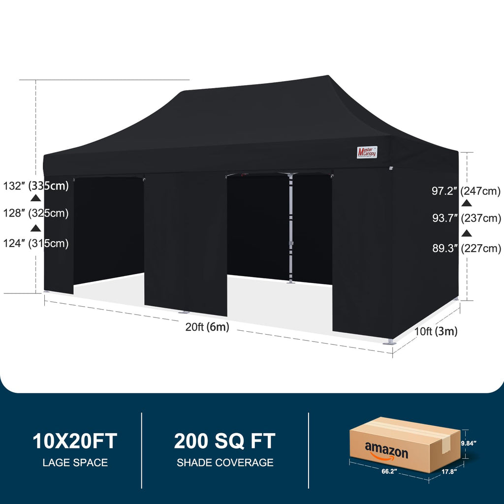 MASTERCANOPY 10x10 Premium Heavy Duty Pop Up Commercial Instant Canopy with Sidewalls(10x10 Blue)