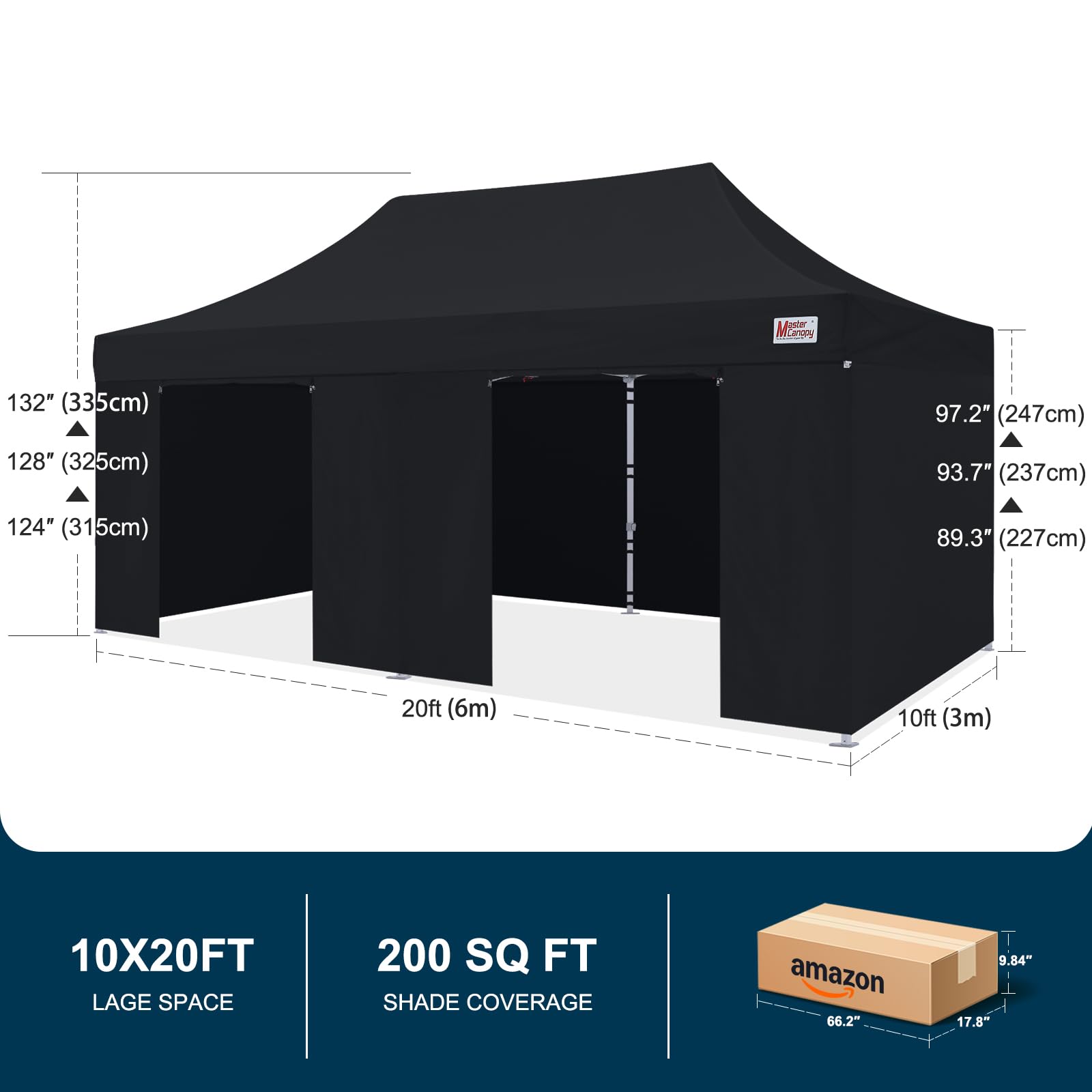 MASTERCANOPY 10x10 Premium Heavy Duty Pop Up Commercial Instant Canopy with Sidewalls(10x10 Blue)