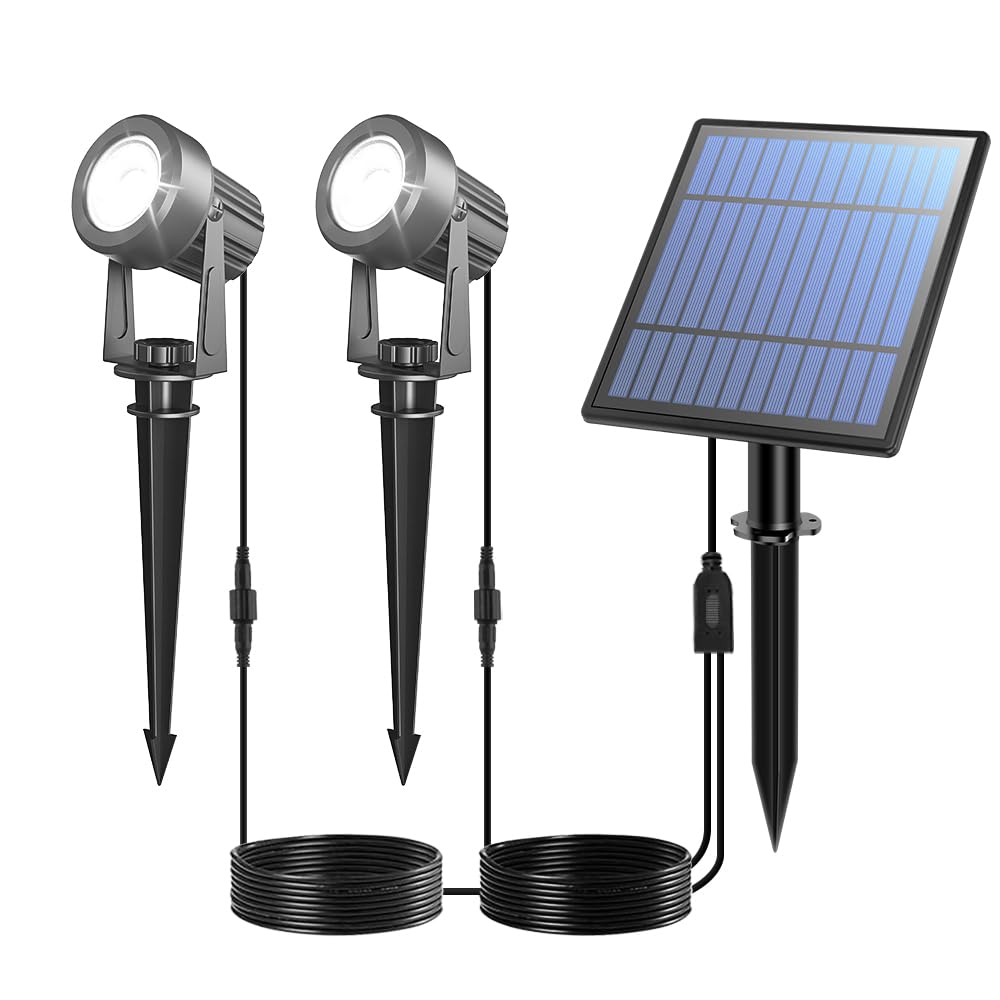 APONUO Solar Spot Lights - Outdoor 2-in-1 Solar Landscape Uplights, Dusk to Dawn, IP65 Waterproof, 9.8ft Cable, Warm White