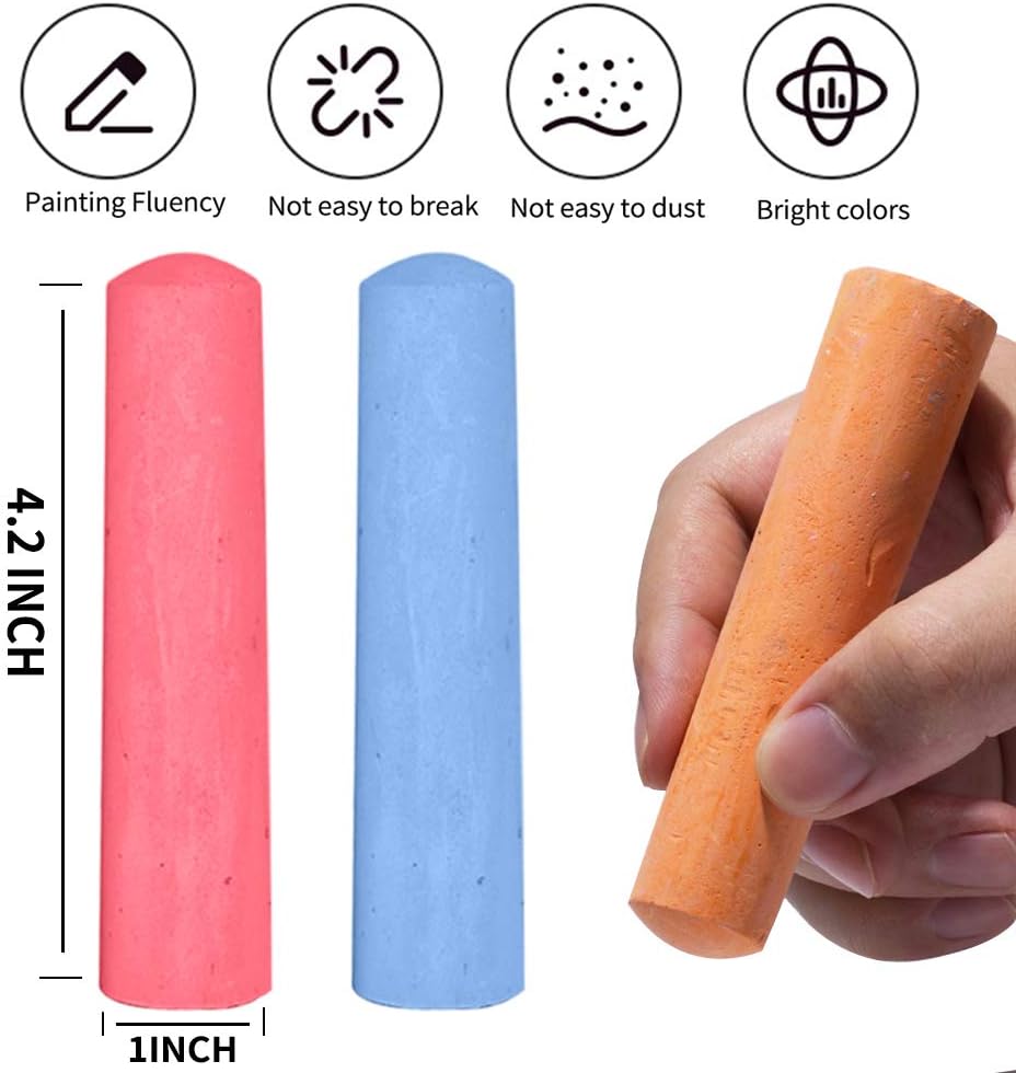 180 Pack Washable Sidewalk Chalk for Kid, 20 Colors Non-Toxic Jumbo Chalk Paint Bulk for Summer Outdoor Activity, Playground, School Classroom Chalkboard, Chalk Party Favors Set for Toddler Kids Adult