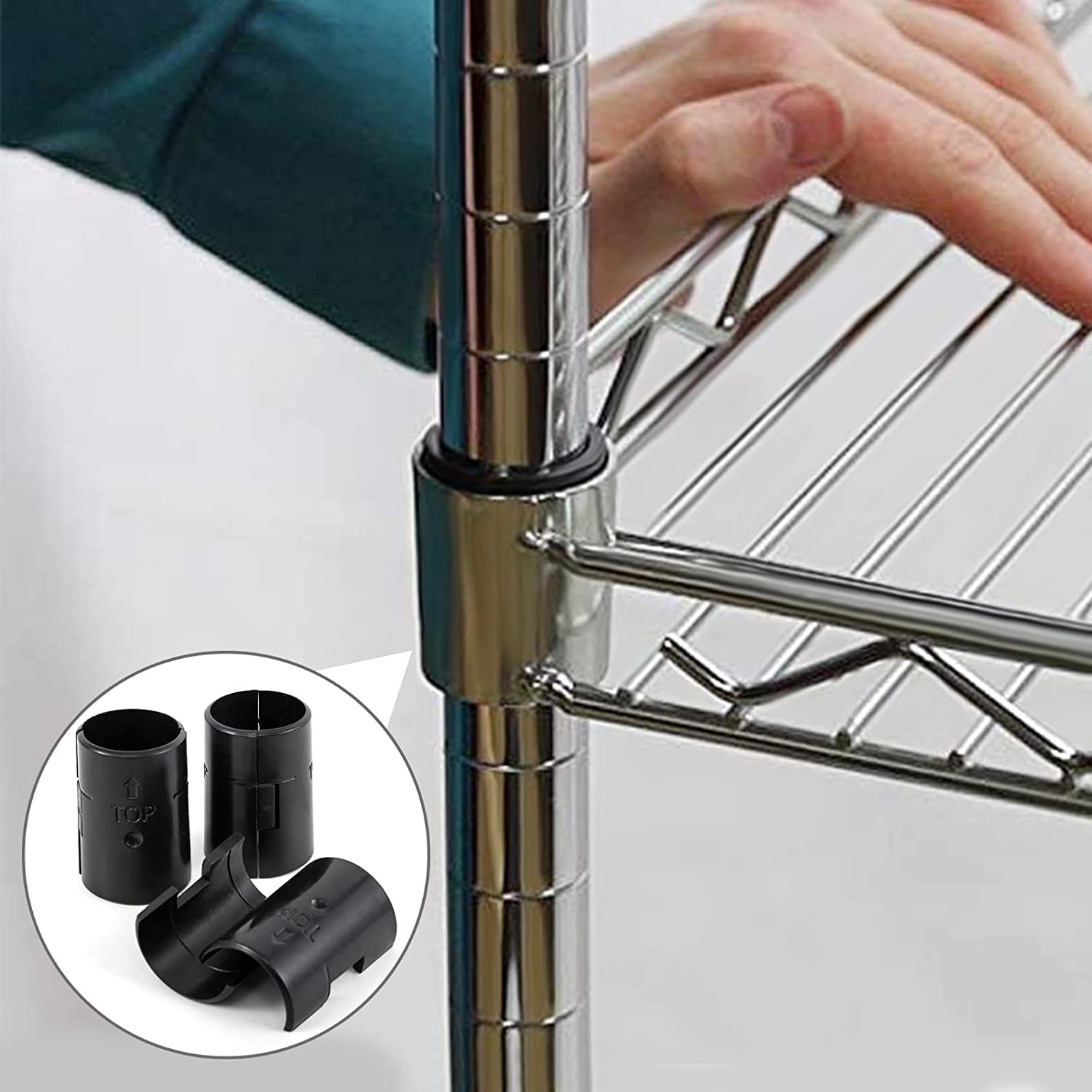 8 Wire Shelving Shelf Lock Clips for 1" Post - 4 Pairs of Shelving Sleeves Replacements for Wire Shelving System Plastic Accessories Parts