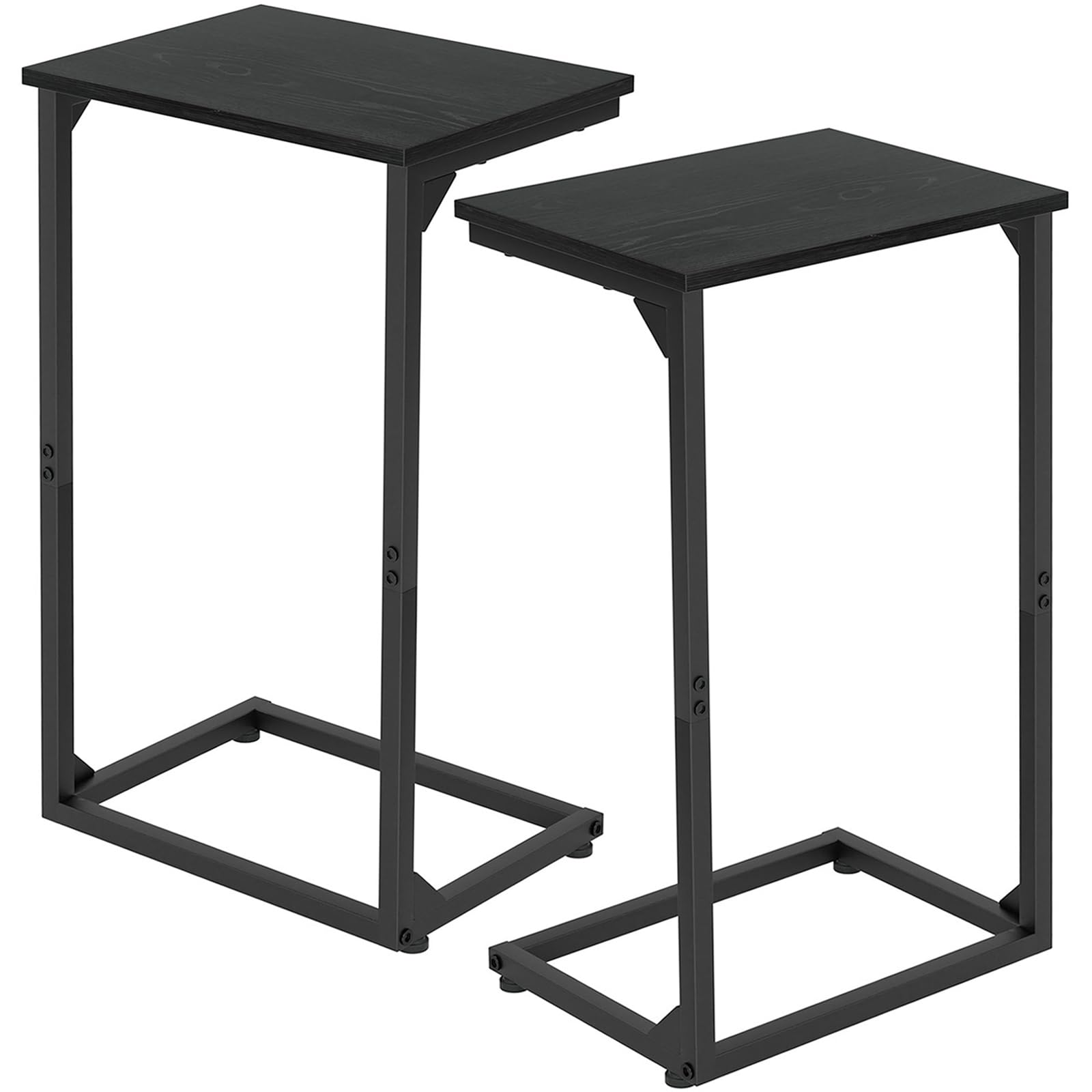 AMHANCIBLE C Shaped End Tables Set of 2, Couch Side Tables that Slide Under Sofa, Slim TV Trays for Living Room and Bedroom, Narrow Space Saving Laptop Workstation, Black, HET02BBK