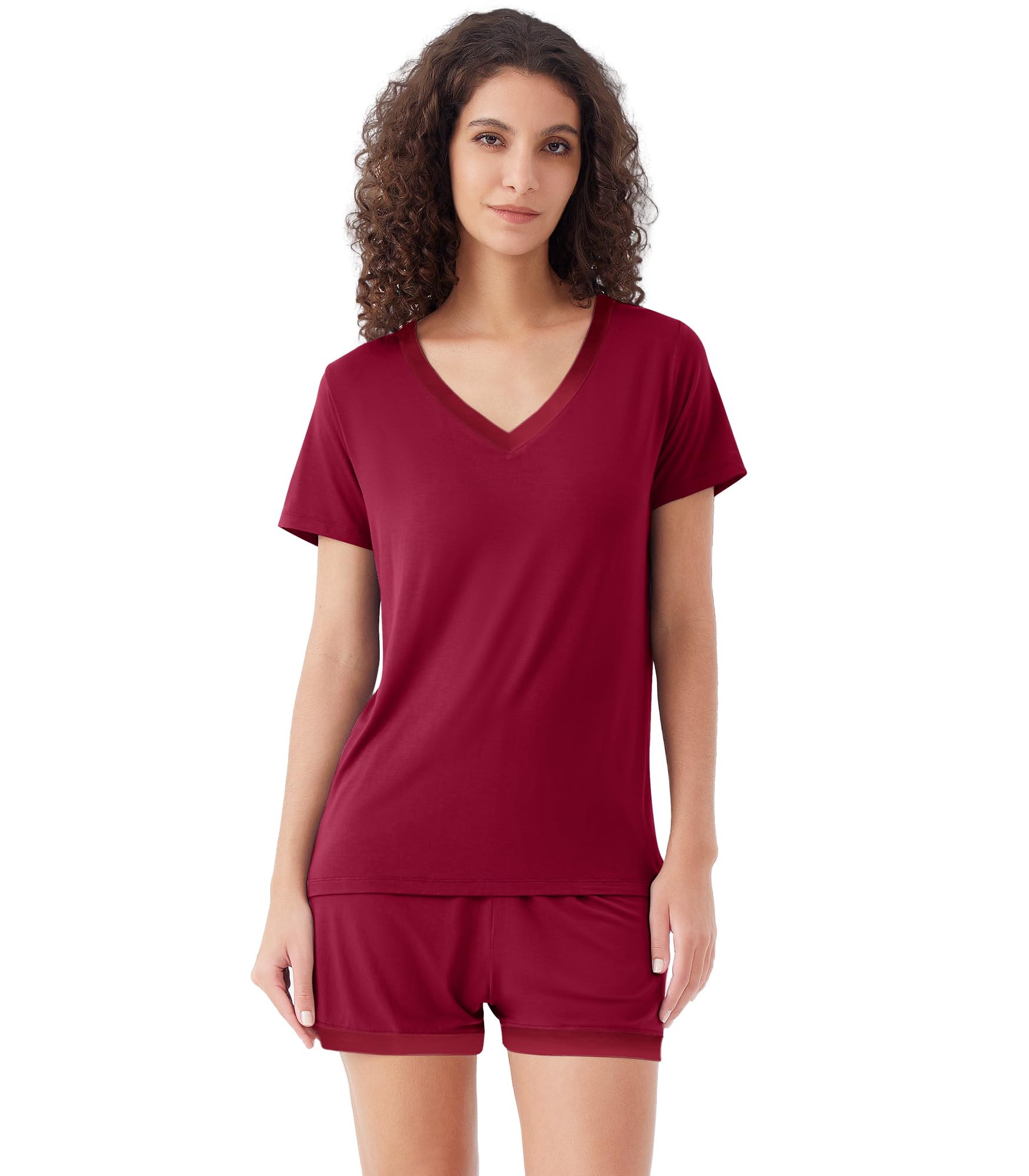 WiWi Viscose from Bamboo Pajamas Set for Women Super Soft Short Sleeve Cooling Summer Plus Size Pjs Sets Sleepwear S-4X