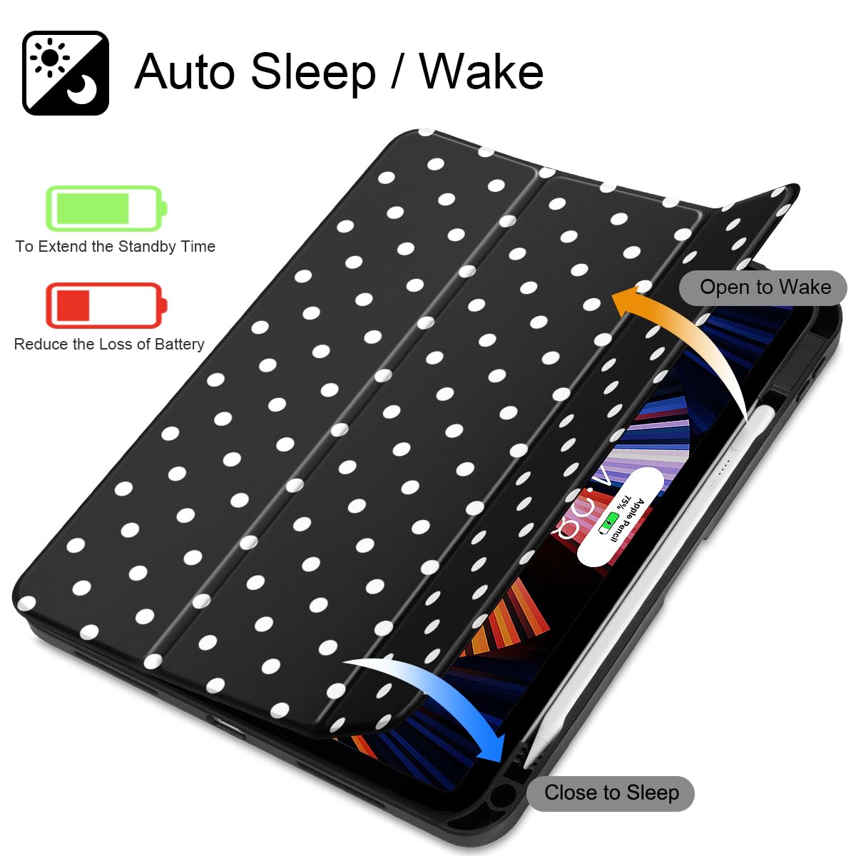 Tuiklol Case for iPad Air 11 Inch M4 2026 / Air 11 Inch M3 2025 / Air 11 Inch M2 2024 / iPad Air 10.9 Inch 2022 2020, Buit in Pencil Holder with Shockproof Cover Clear Transparent Back, Black Flower