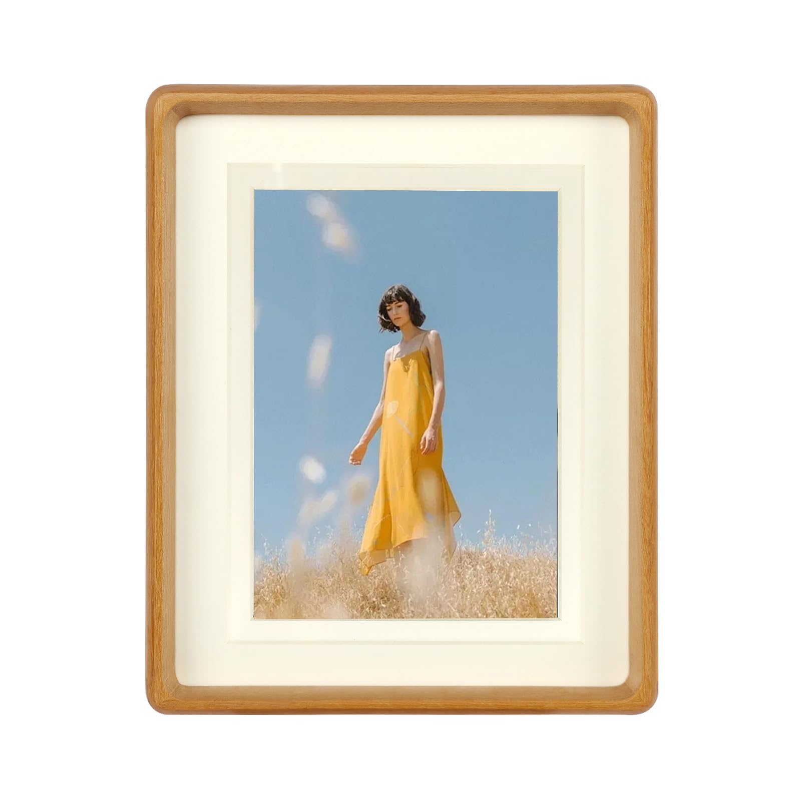 Mini Wood Picture Frame,Small Picture Frames 2x3 with Tiny Mat | Cute Polaroid Picture Frame,Teak Solid Natural Wood Tiny Photo Frame, Tabletop and Wall Mounting