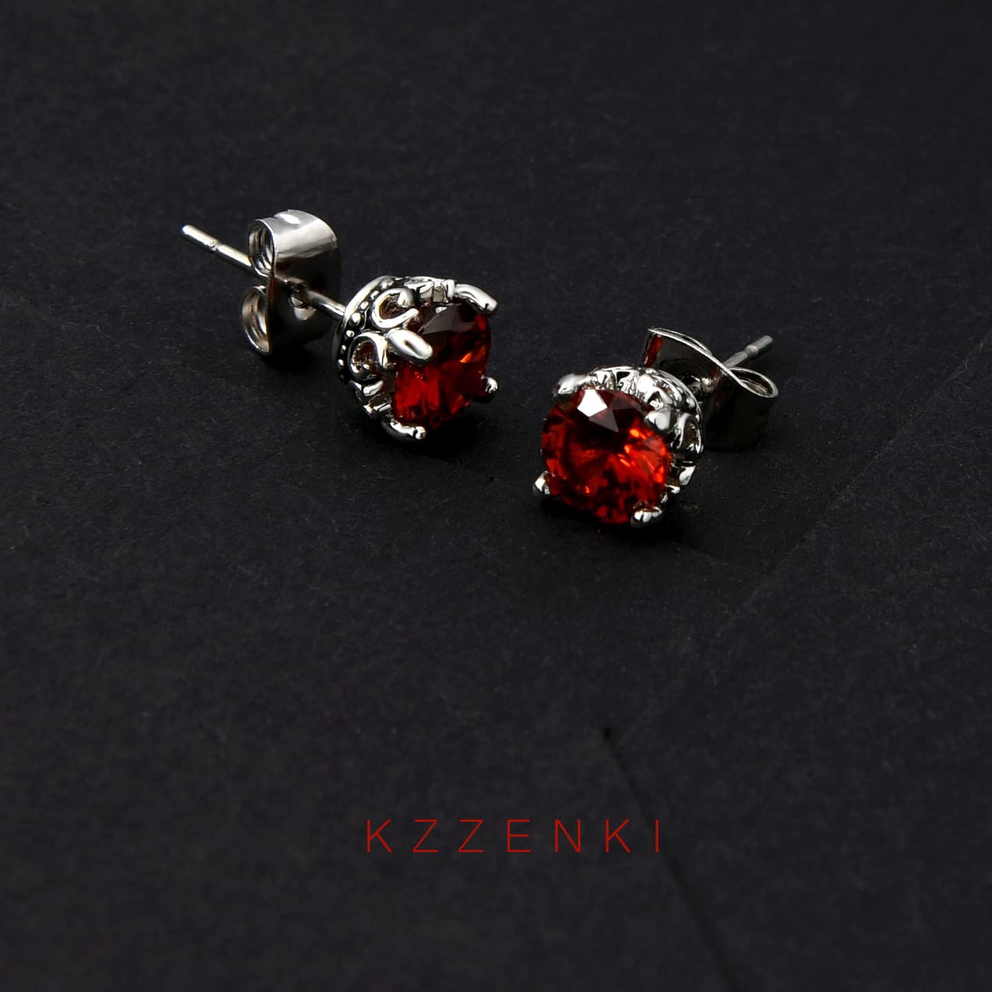 Retro Dark Shadow Stud Earrings, Hypoallergenic Stainless Steel Cubic Zirconia Earrings