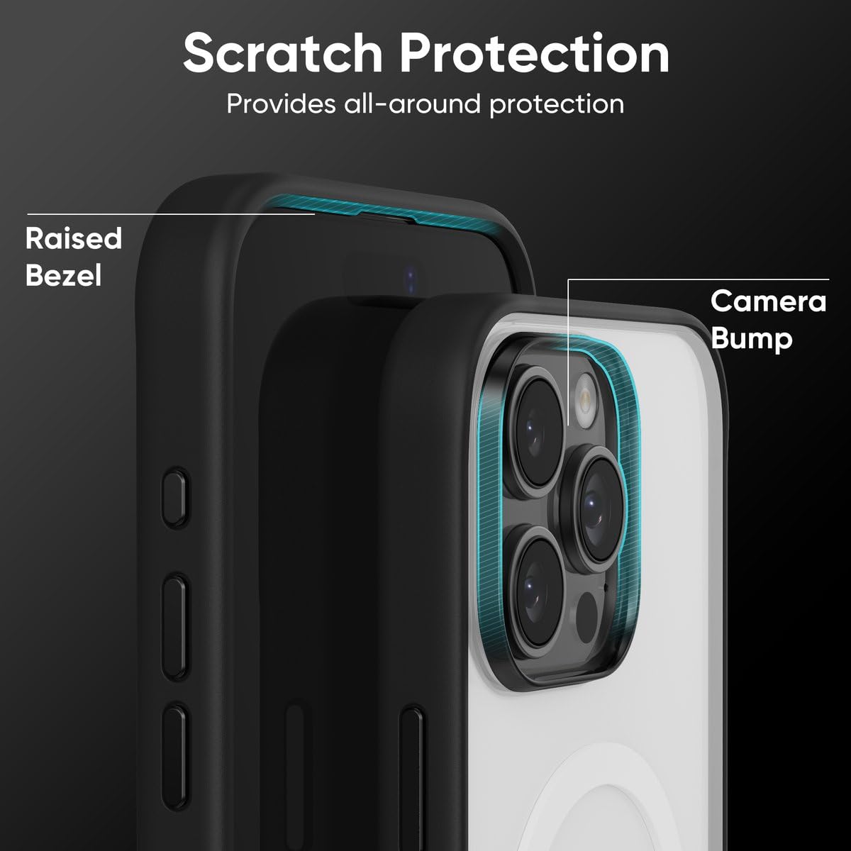 FLOLAB Surtect Tri-Fusion Magnetic for iPhone 16 Case Protective Slim Design Magsafe Compatible Military Grade - Black Clear