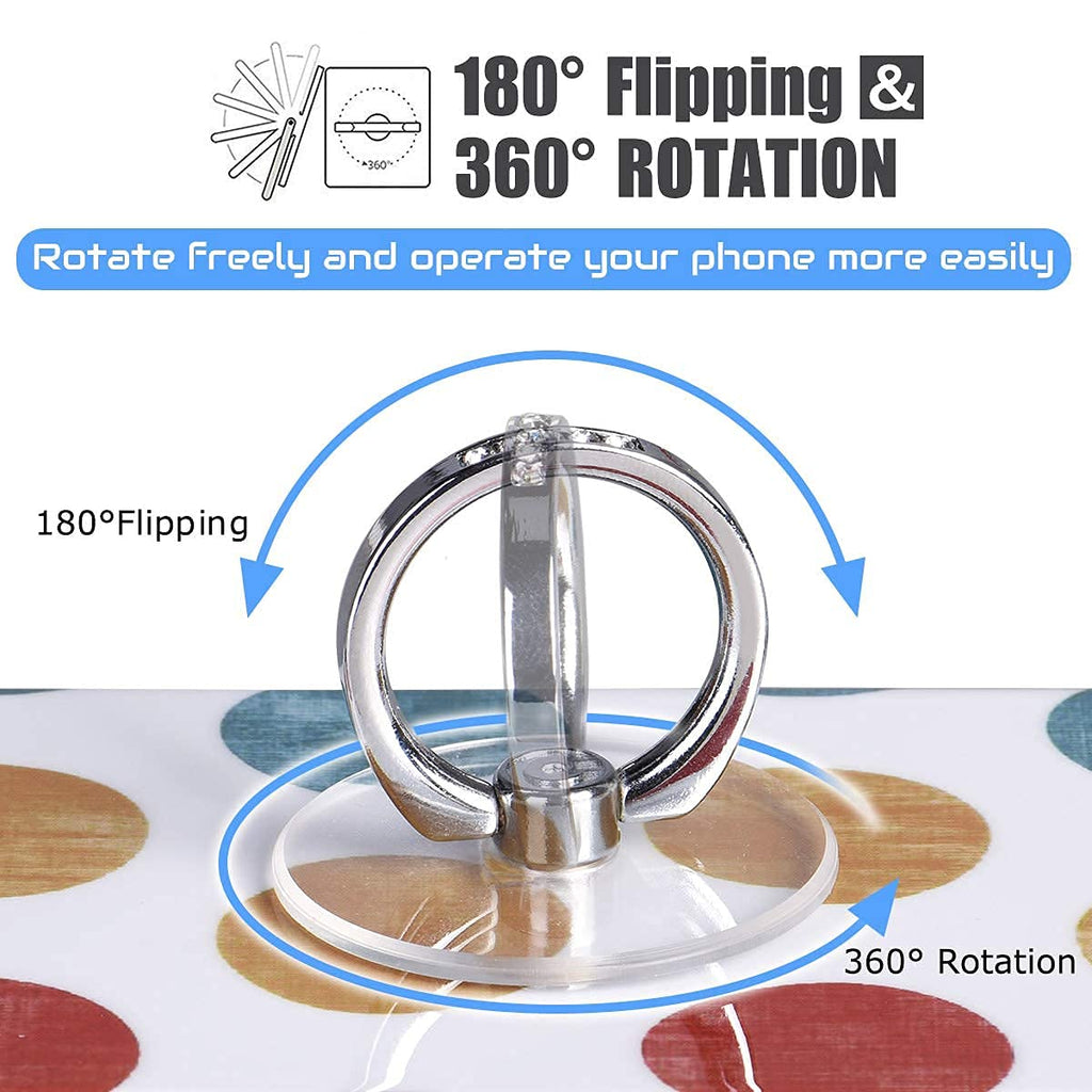 Transparent Phone Ring Holder Grip - EI Sonador Clear Cell Phone Ring Stand Holder Finger Grip Kickstand 360° Rotation, Compatible with Most of Phones, Tablets and Case (2 Aquamarine Diamond)