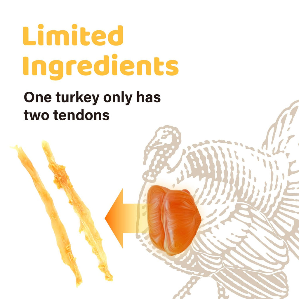iPaw Turkey Tendons for Dogs 10 Pcs Bulk Pack, 100% Turkey and US Sourced Raw Material, Hypoallergenic, All Natural Human Grade Puppy Chew, Rawhide Alternative Dog Treats, Bone (Large)