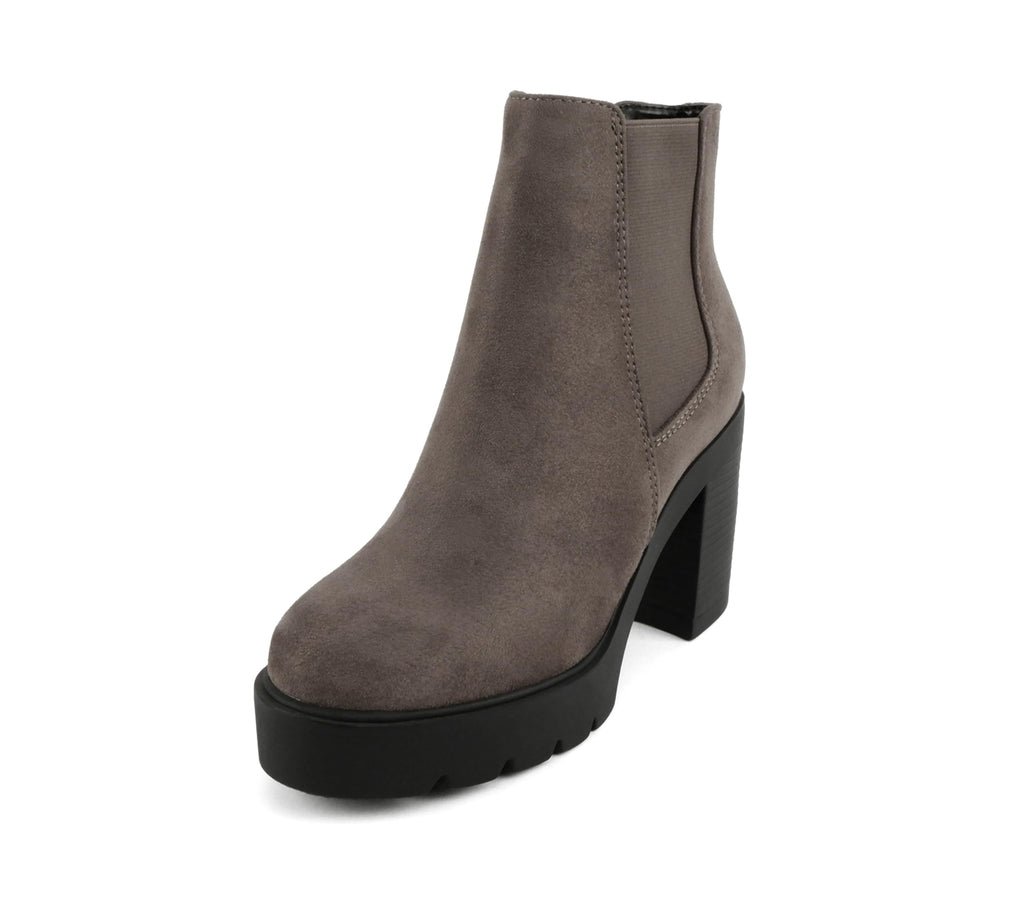 Soda EDITOR ~ Women Lug Sole High Heel Chelsea Fashion Ankle Boot w/Double Elastic Gore