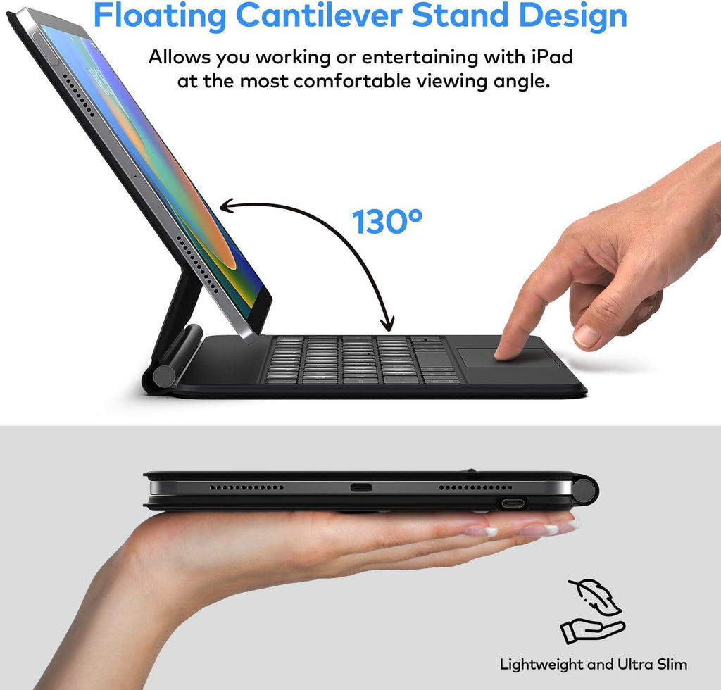 runelk Keyboard Case for iPad 10th Generation 2022 & 11th (A16, 2025) – Magic-Style Keyboard with Multi-Touch Trackpad – Floating Cantilever Stand – Magnetic Case for iPad 10.9 inch 10th / 11th Gen.