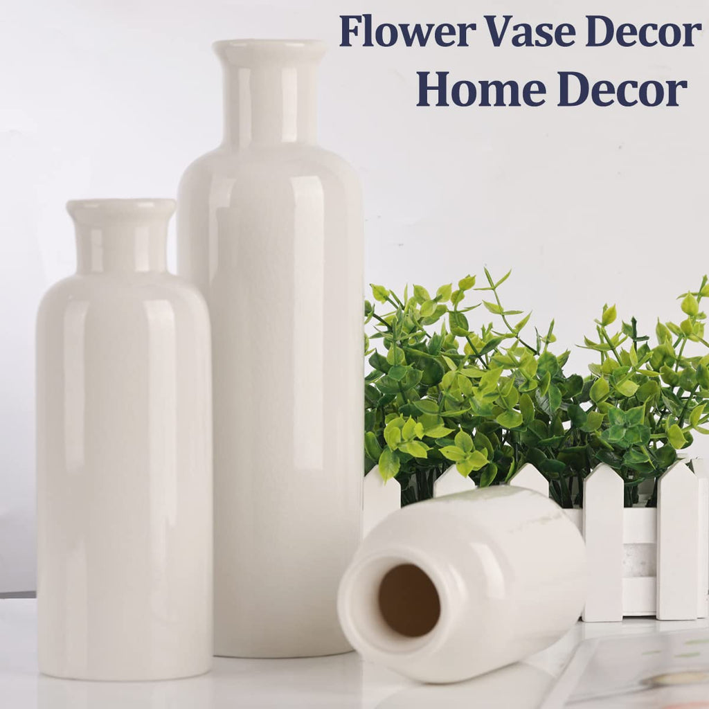 Ceramic Vase Set - 3 Ceramic Small Vases, Farmhouse Country Flower Vase Home Decor, Living Room Decoration, Table Decoration, Fireplace Decor, and Entrance Decorations Centerpieces