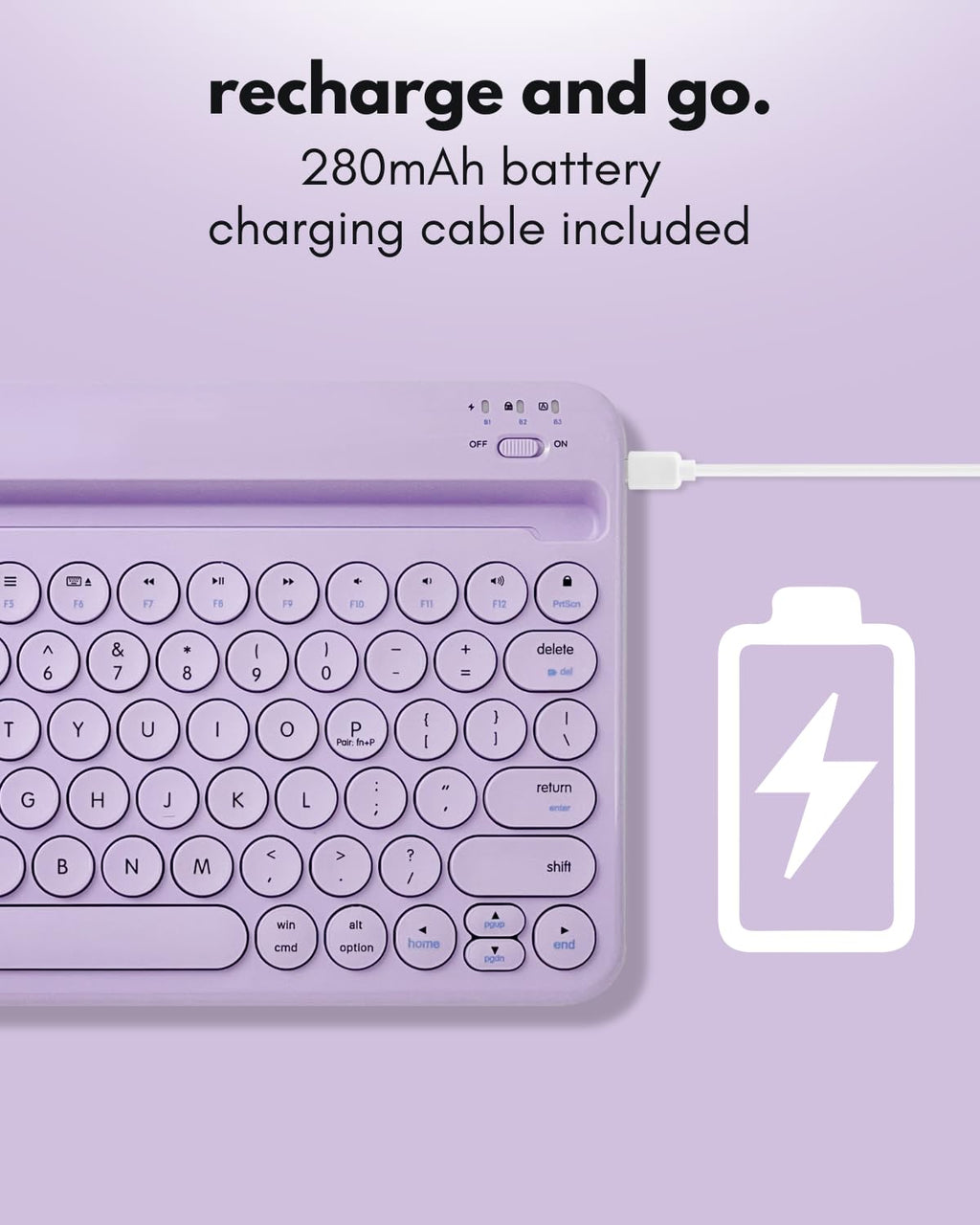 Macally Bluetooth Keyboard for Tablet | Wireless Keyboard for iPad mini/Air/Mini, iPhone (Multi-Device, Built-in Stand, Rechargeable) Easy to Use and Cute Portable
