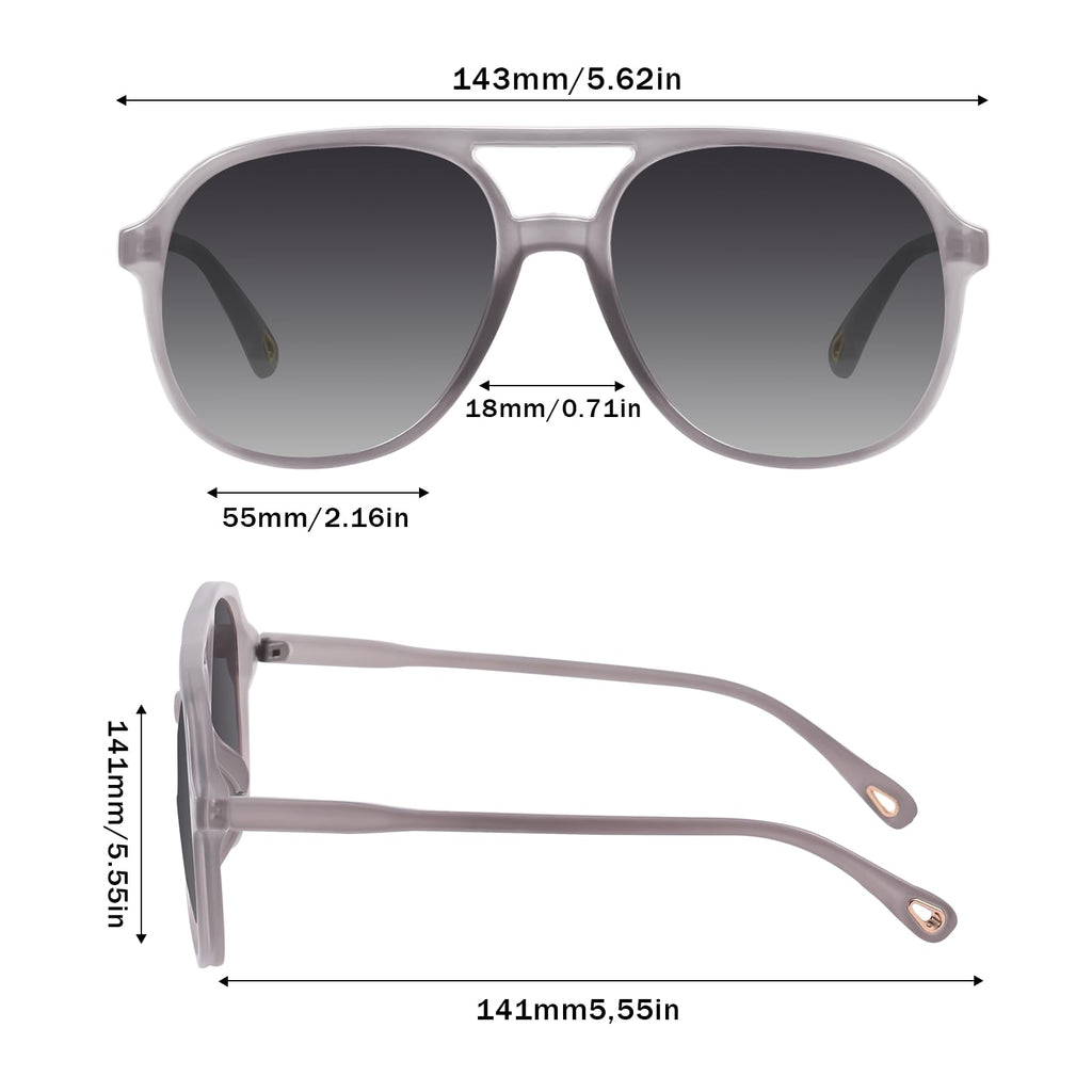 YDAOWKN Retro Square Aviator Sunglasses for Womens Mens Vintage 70s Double Bridge Sun Glasses
