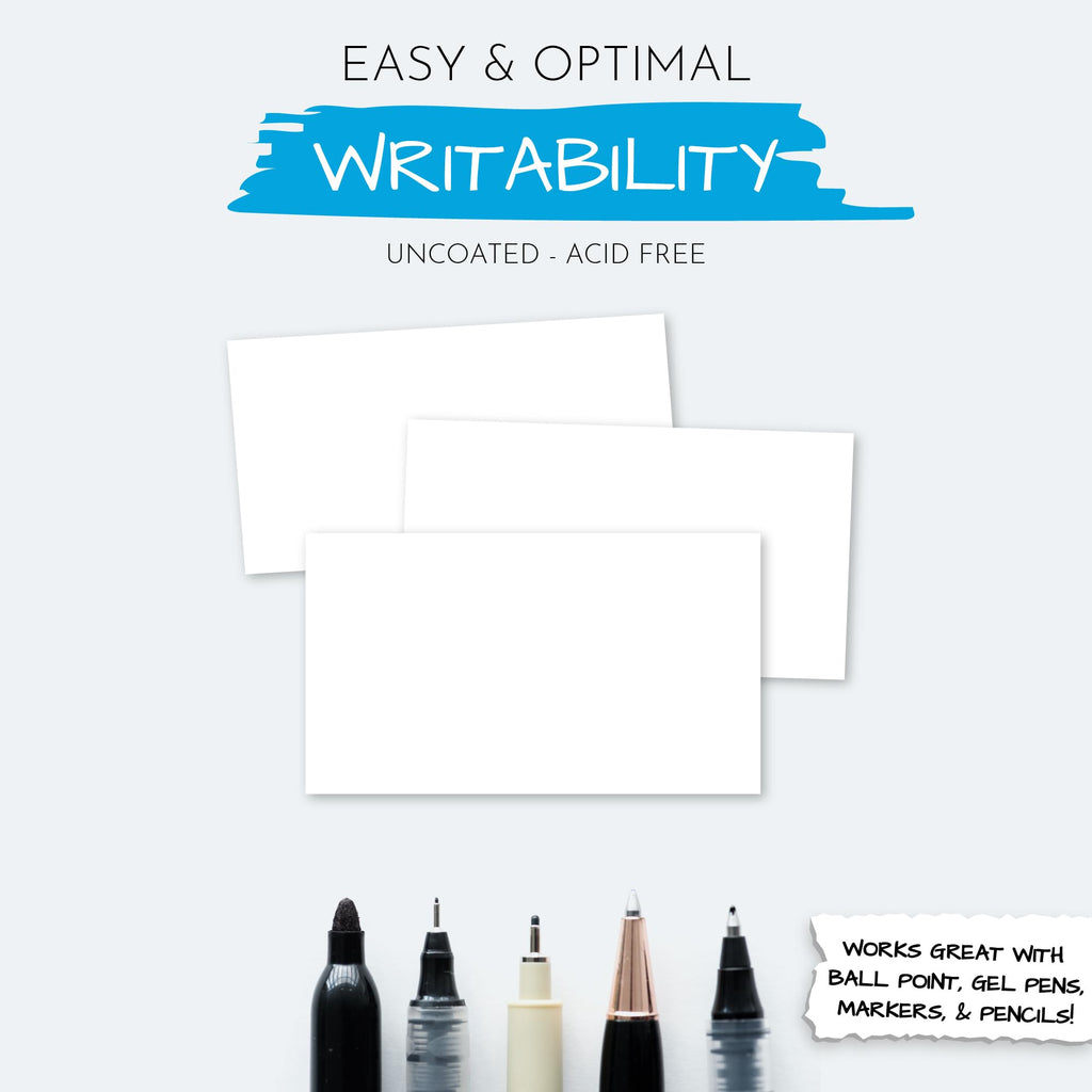 Home Advantage 2x3.5 Blank Index Cards - Our 50 Pack of Blank Note Cards Use Heavy Duty Cardstock to Make Them Bleed Proof - These Plain Index Cards Make Great Blank Business Cards & Blank Flashcards